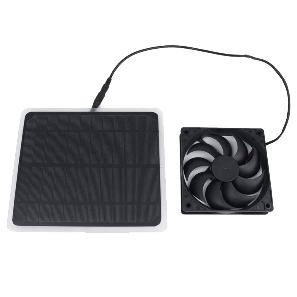 IMIKEYA Solar Powered USB Fan - Quiet Desktop Cooling Fan for Indoor Use, Chicken Coop, Greenhouse, RV, Treehouse - Portable Ventilation System (Black) | Perfect for Home, Office, Camping & Outdoor Adventures
