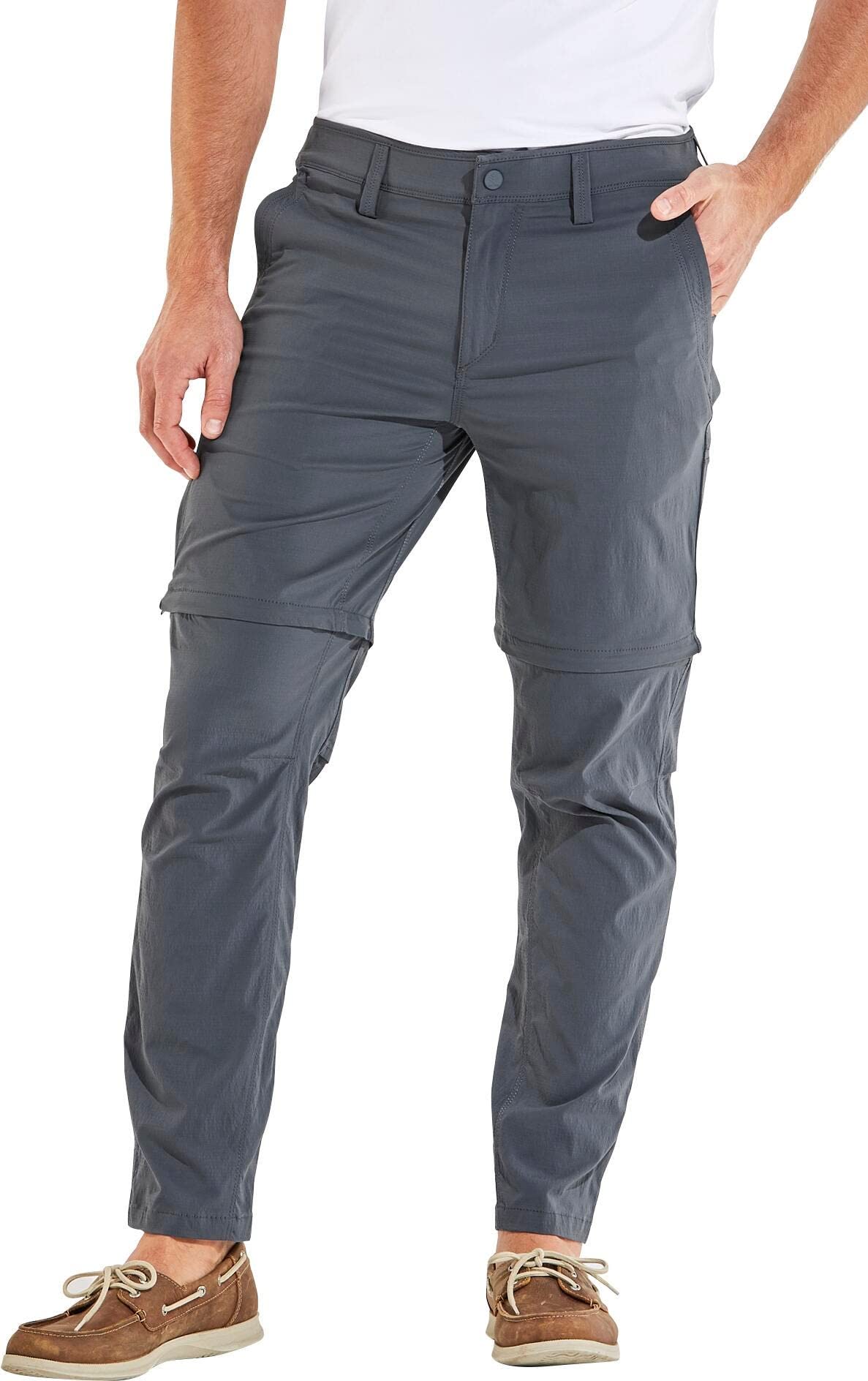 Coolibar UPF 50+ Sun Protective Convertible Pants for Men - Lightweight Quick-Dry Hiking & Outdoor Travel Pants with Zip-Off Legs