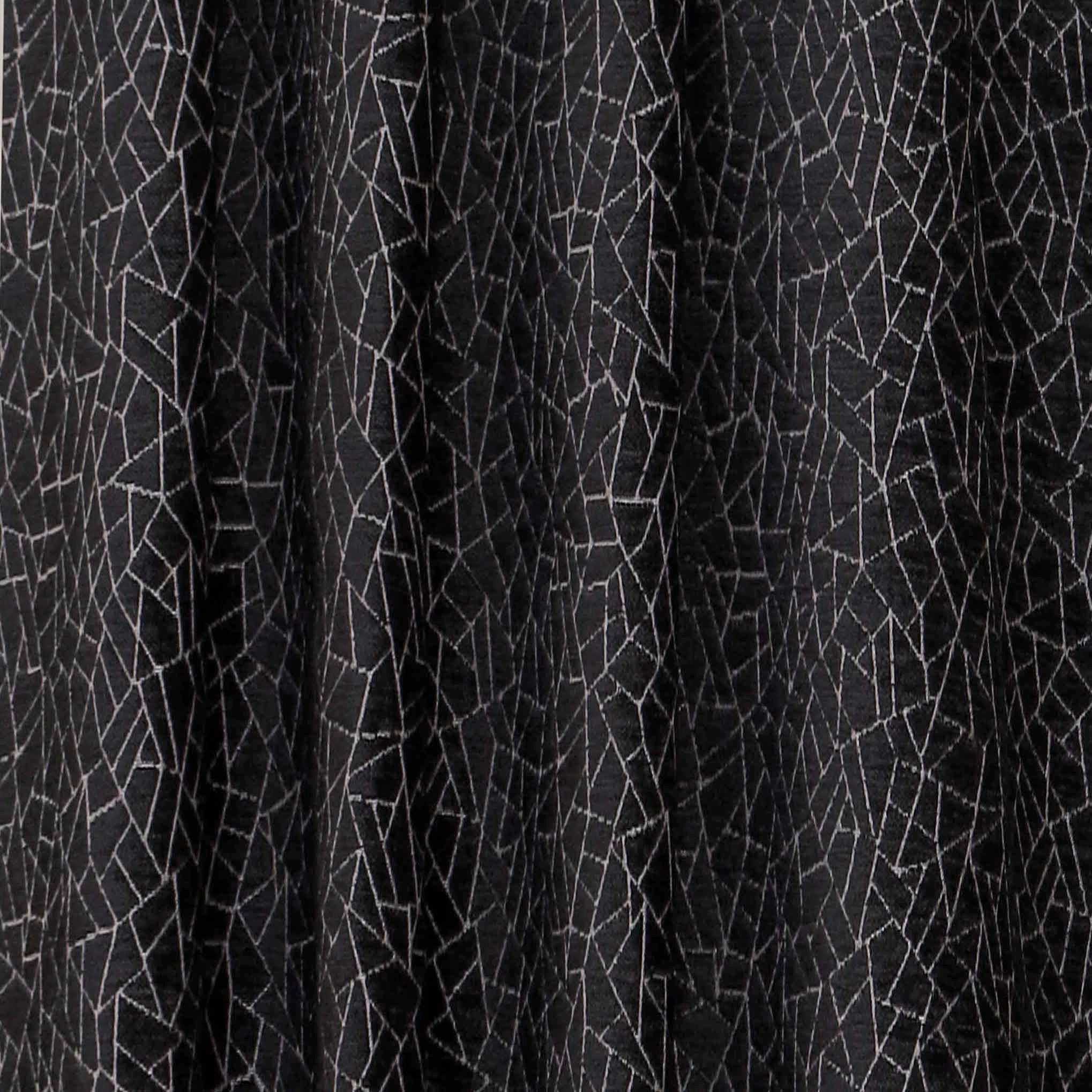 Black & Gray Jacquard Velvet Abstract Curtain Panels - Elegant Window Treatments for Living Room, Bedroom & Home Decor