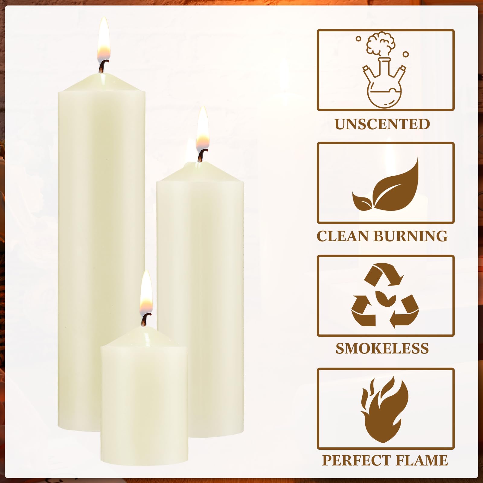 MTLEE 36-Pack Bulk Pillar Candles Set - 3 Sizes (2x3