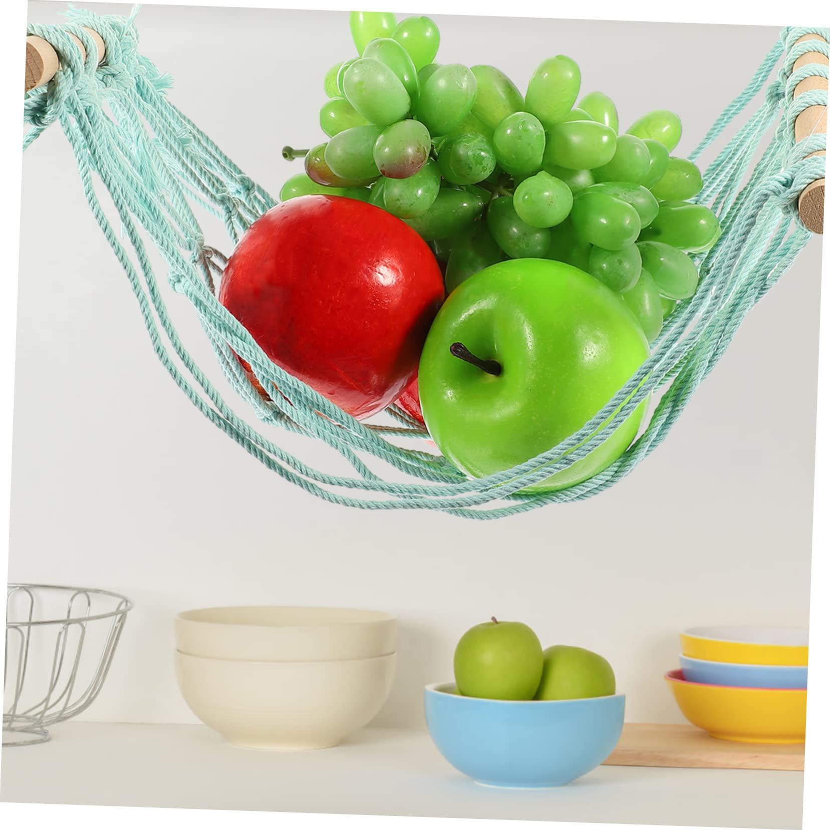 2 Sets Woven Cotton Rope Fruit Hanging Baskets - RV Decor Hammock, Crochet Storage Basket for Fruits & Vegetables, Home Organization - Perfect for Kitchen, Pantry, Camping, and Outdoor Use