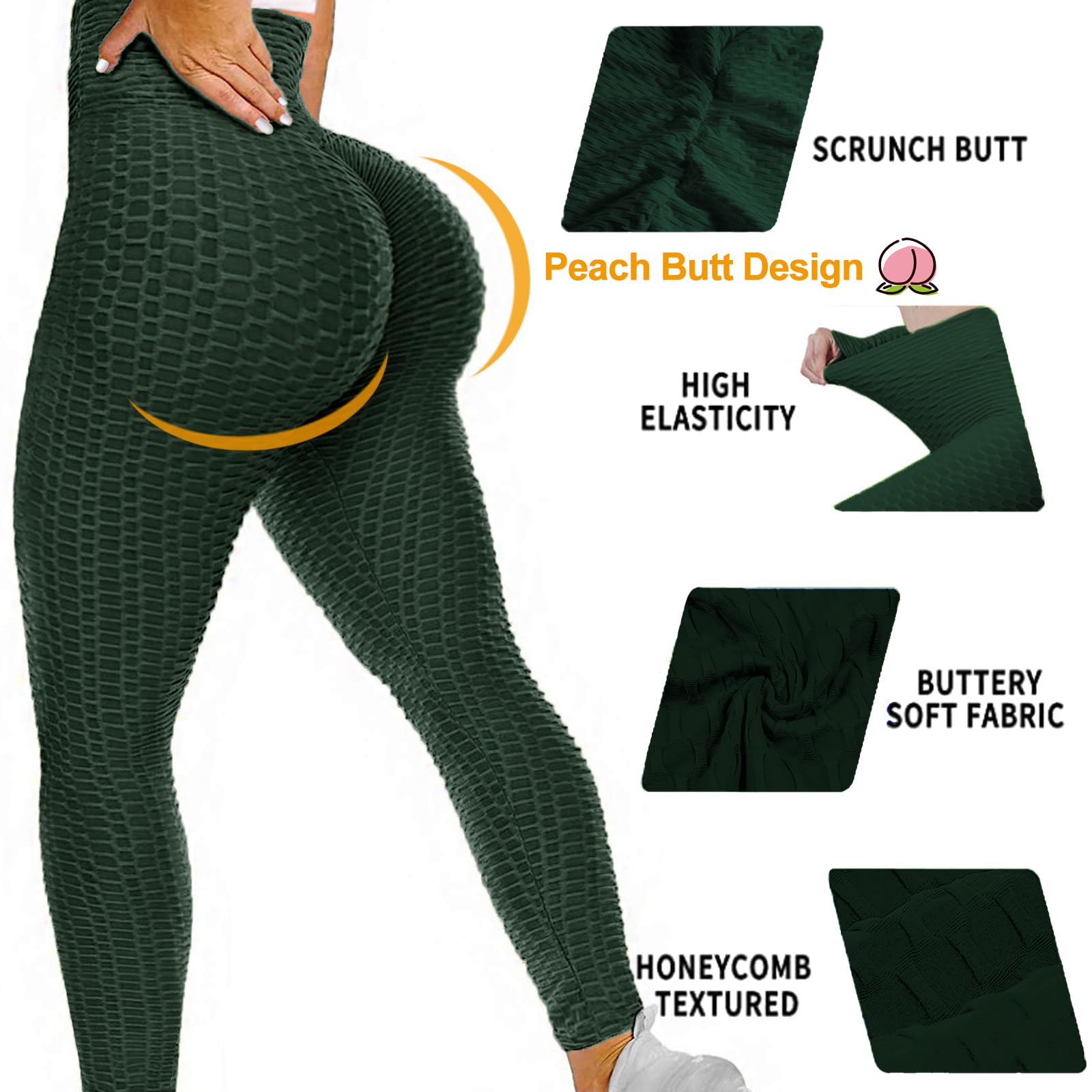JGS1996 High Waist Yoga Pants for Women - Tummy Control Slimming Workout Leggings with Butt Lift - Running & Gym Activewear (#14 Green, Size S) - Perfect for Yoga, Pilates, Fitness & Everyday Wear