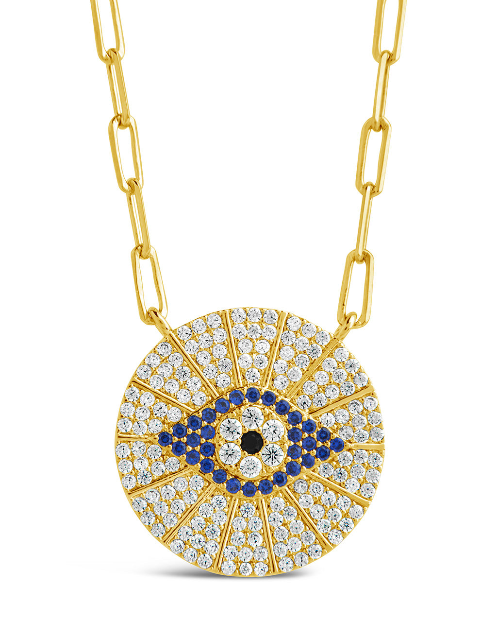 CZ Evil Eye Disk Pendant Necklace - Protection Jewelry for Women, Dainty Gold Plated Necklace with Evil Eye Charm, Perfect for Everyday Wear, Gift Giving & Spiritual Protection