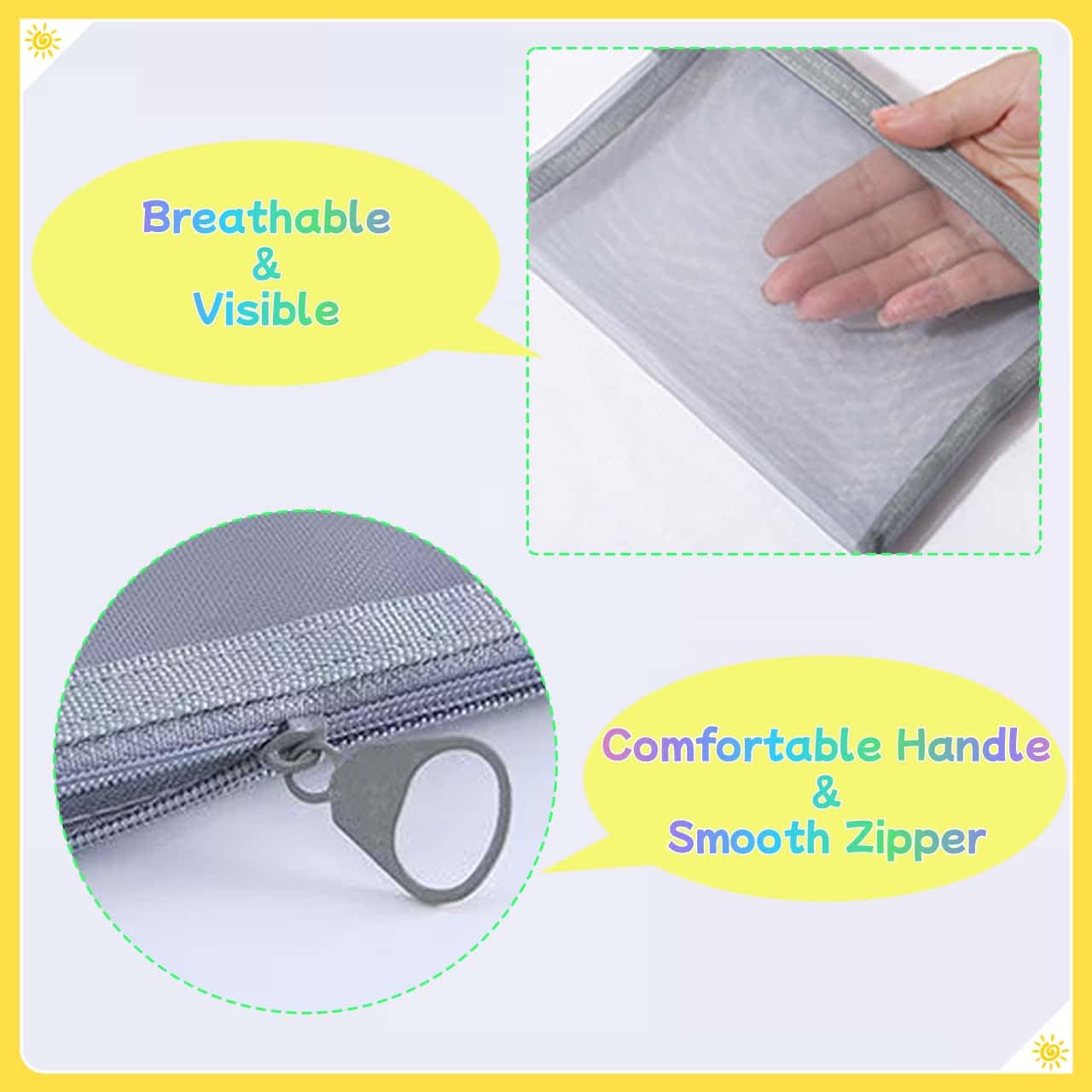 5PCS Zipper Mesh Bags for Travel Organizer - Small Cosmetic Storage Pouch, Credit Card Holder, Keychain & Coin Purse - Breathable Mesh Makeup Bag for Toiletries, Jewelry & Office Supplies (5Pcs Gray) - Perfect for Travel, Gym, Home & Office Organization