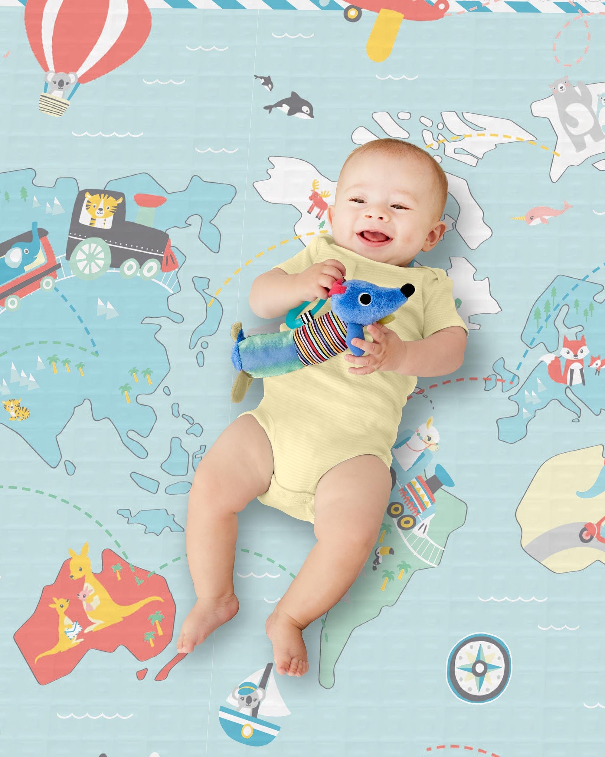 Skip Hop DoublePlay Reversible Playmat for Babies - Soft & Durable Activity Mat for Playtime, Tummy Time & Nursery Decor - Waterproof & Easy to Clean (Grey Chevron)