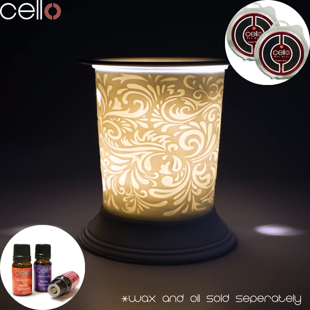 Premium Cello Electric Wax Warmer - Porcelain Aromatherapy Diffuser for Home & Office - Perfect for Relaxation, Stress Relief & Scented Wax Melts