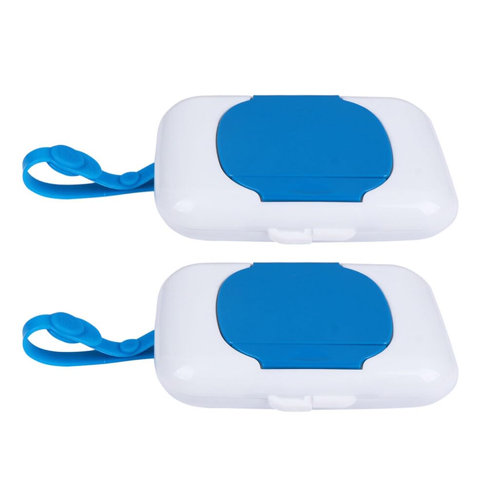 Portable 2-Pack Toilet Paper Holder & Wet Wipes Dispenser - Compact Tissue Box Organizer for Bathroom, Kitchen, Travel & Camping (Blue)