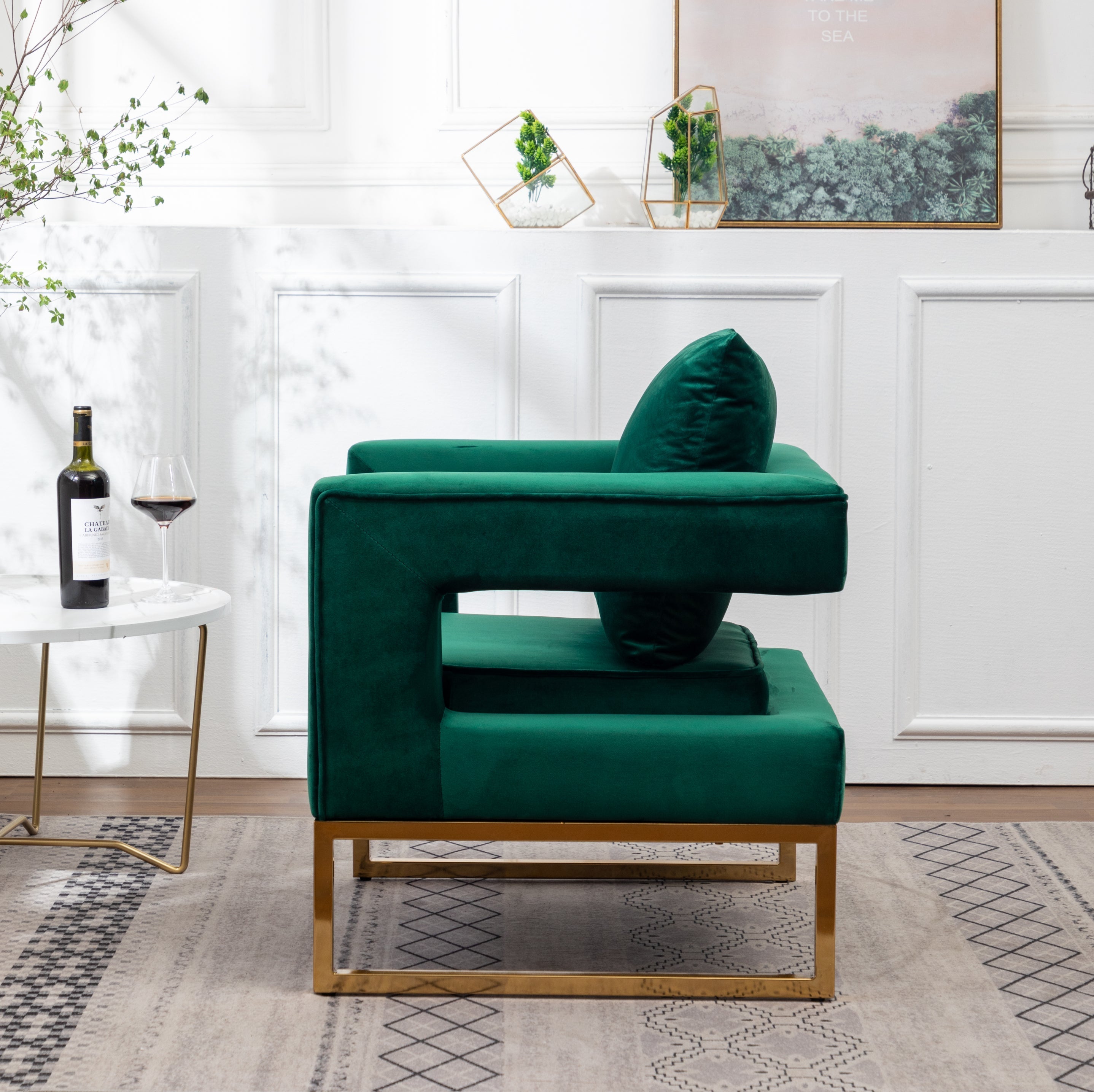 Roundhill Furniture Lenola Contemporary Upholstered Accent Arm Chair - Modern Living Room Chair for Home Office, Lounge & Reading Nook - Comfortable Fabric Armchair with Wooden Legs