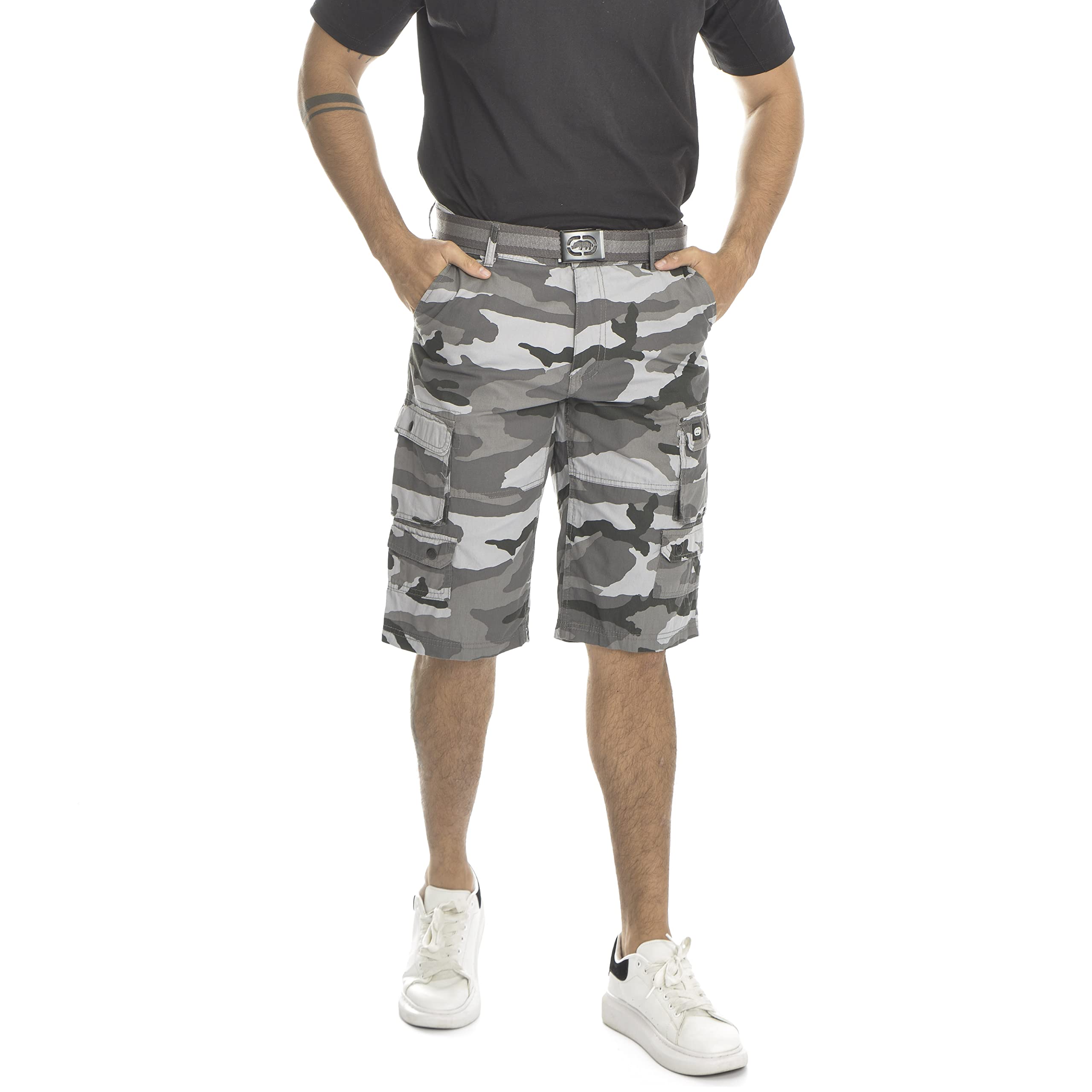 Ecko Men's Cargo Shorts with Belt - Durable Twill Fabric for Outdoor Activities, Hiking, and Casual Wear - Comfortable Utility Shorts for Summer