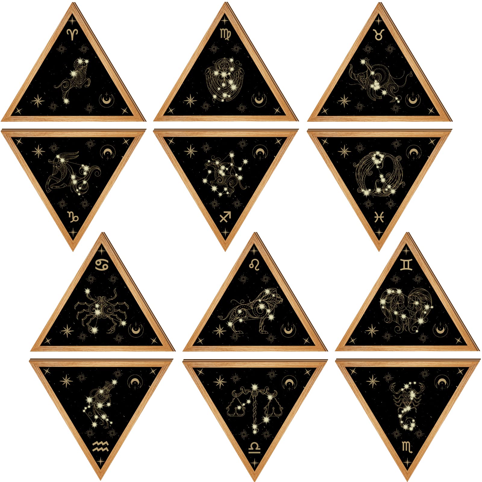 MOEVERLIW 12 Pack Astrology Zodiac Wall Art - Gothic Witchy Home Decor, Boho Farmhouse Minimalist Wall Pediments for Bedroom, Living Room & Kitchen - Perfect for Halloween, Wiccan Altars & Spiritual Spaces