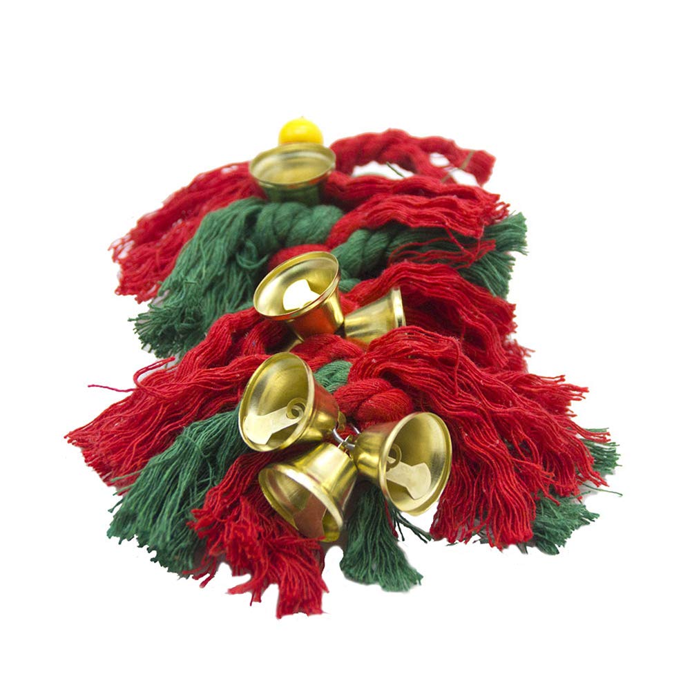 Balacoo Christmas Parrot Chew Toy - Durable Cotton Rope Knot Pulling & Shredding Toy with Swing for Parrots - Perfect for Playtime, Training, and Cage Enrichment
