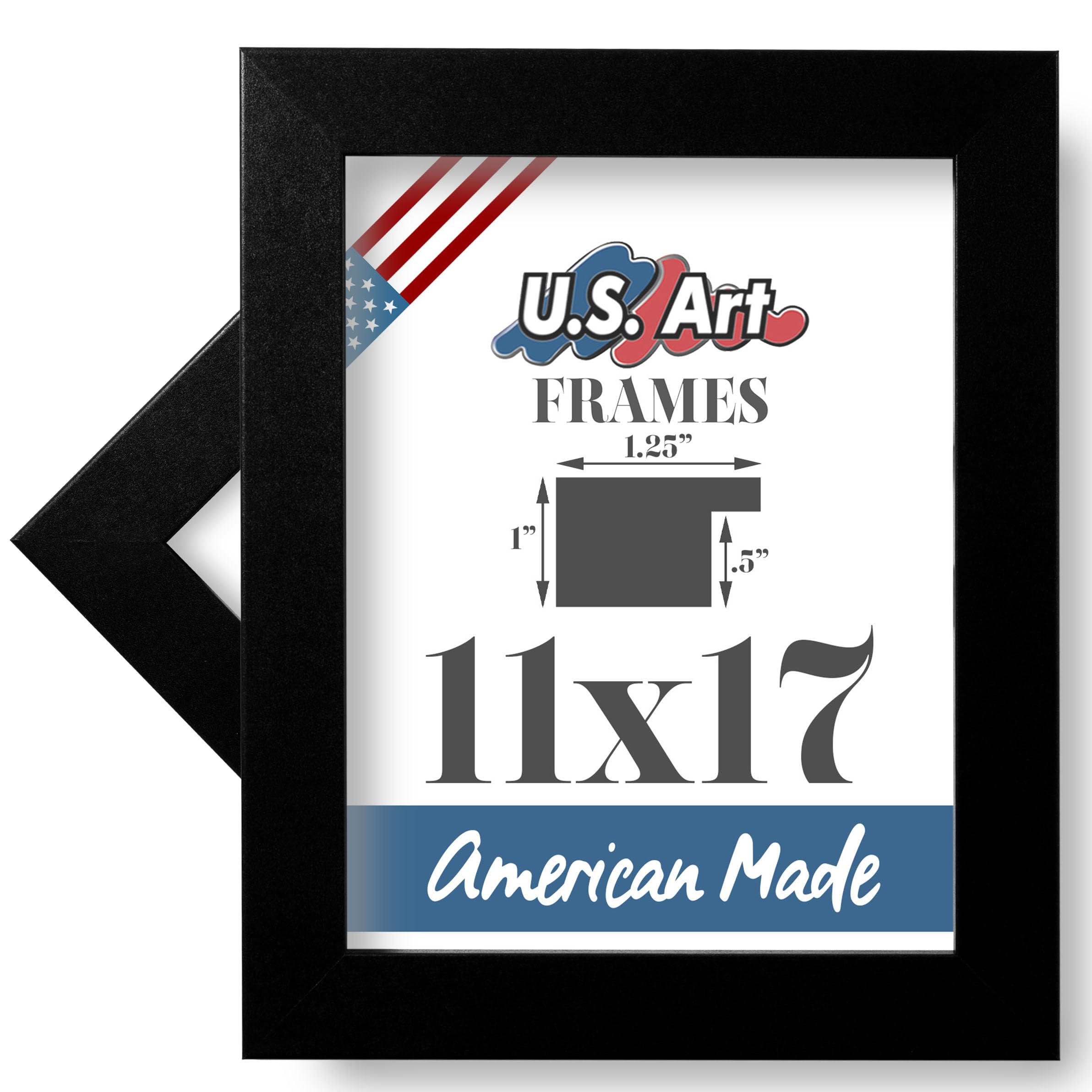 11x17 Inch Black Picture Frame Set of 4 - 1.25 Inch Wide Mat for Wall Art, Photos & Posters - Perfect for Home, Office & Gallery Displays