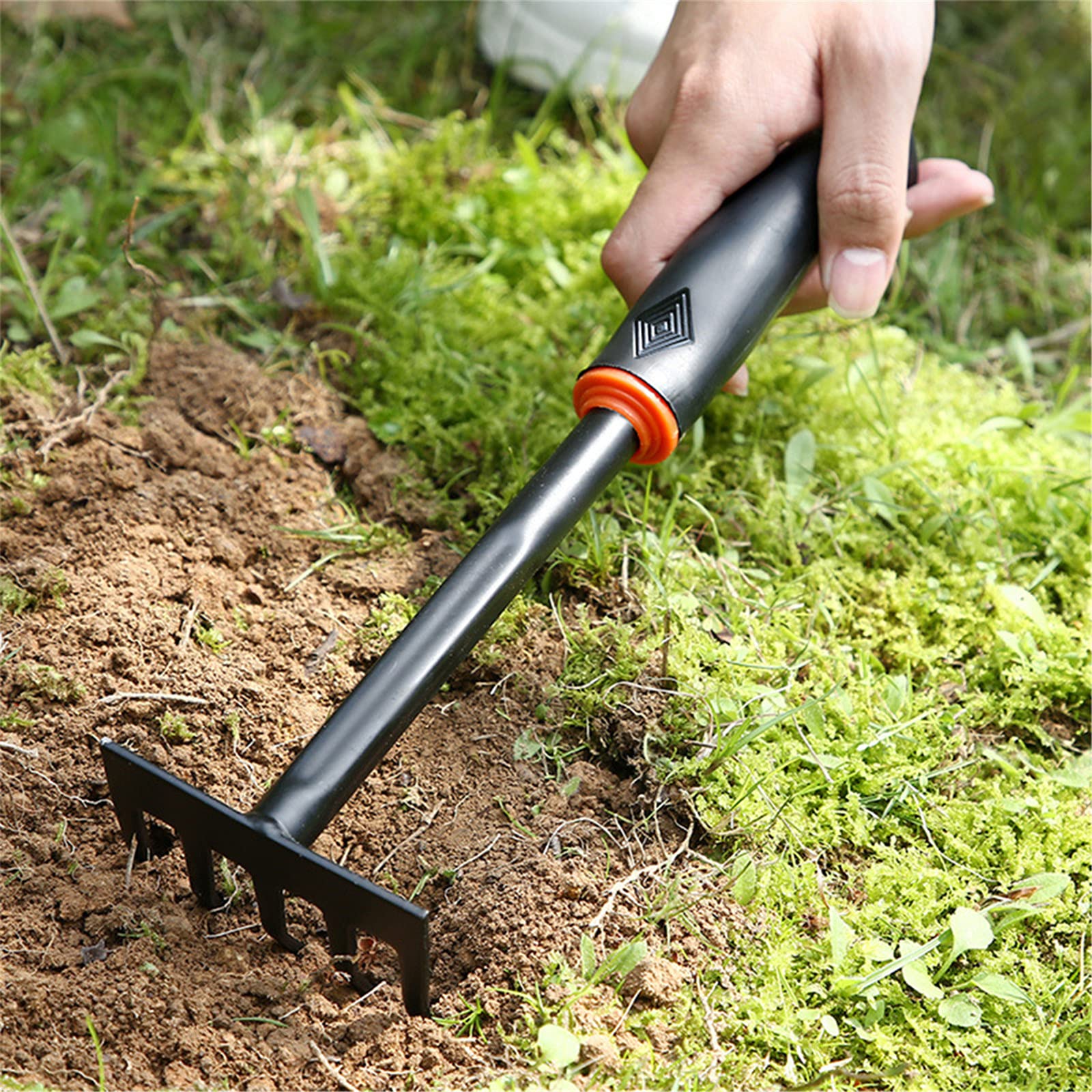 4-Piece Mini Garden Tool Set - Stainless Steel Shovel, Hoe, Rake with Comfortable Rubber Handle - Perfect for Indoor Plants, Small Gardens & Balcony Gardening