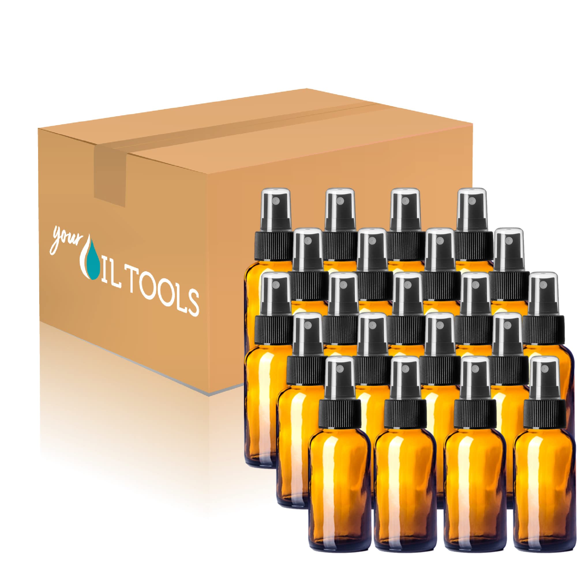 2 oz Amber Glass Bottles with Black Fine Mist Sprayer - Pack of 240 (240 Bottles) - Perfect for Essential Oils, Perfumes, DIY Beauty Products & Travel-Size Liquids
