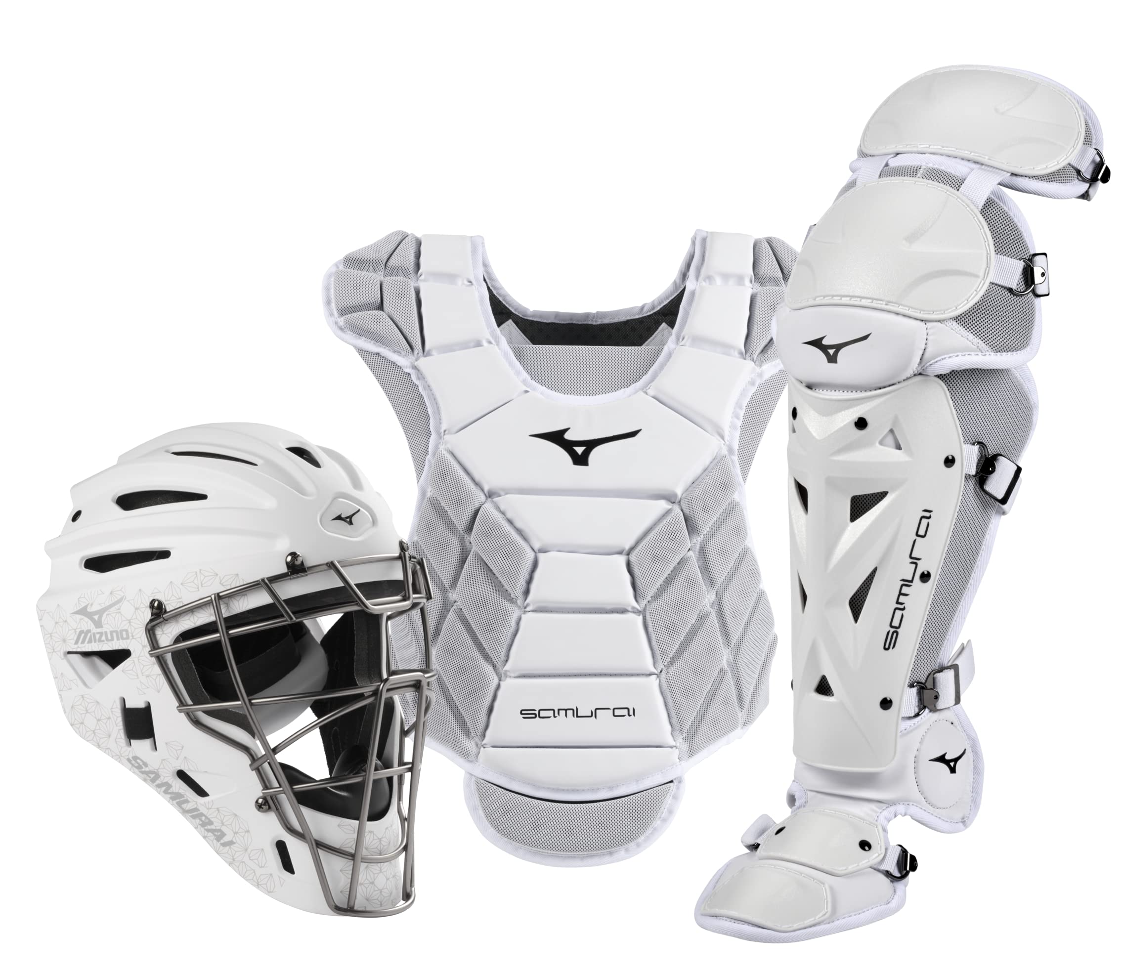 MIZUNO Samurai Women's Catcher's Gear Box Set 13-14 | Protective Equipment for Softball & Baseball | White | Perfect for Training & Game Day Safety