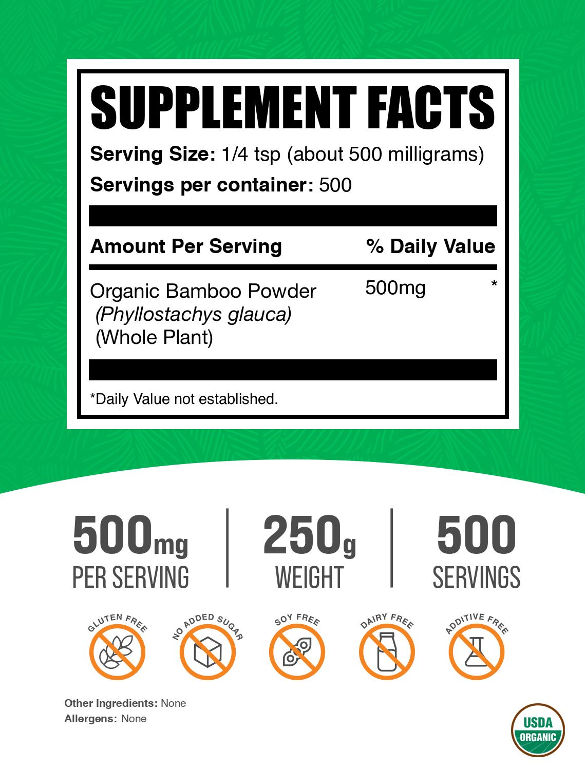 Organic Bamboo Powder - 100% Natural, Vegan & Eco-Friendly for Smoothies, Baking & Skincare | Premium Bamboo Extract for Detox & Health Benefits