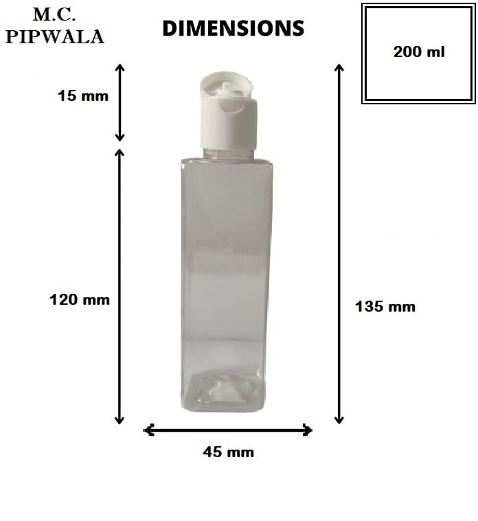 200ml Clear Square Plastic Bottles - Pack of 3 | Leak Proof Travel Cosmetic Containers | Perfect for Toiletries, Skincare & DIY Beauty Products