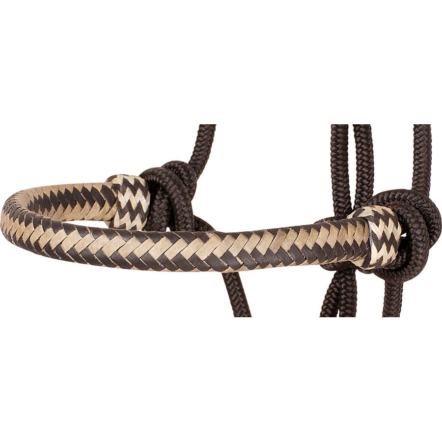 Classic Equine Braided Rawhide Nylon Rope Halter for Horses - Durable & Adjustable Horse Training Halter for Riding, Grooming & Show Events