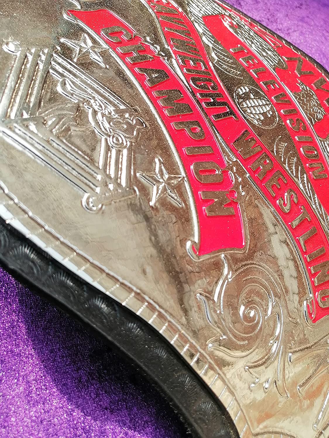 NWA Television Championship Belt Replica - 4mm Zinc Alloy Plates with Genuine Cow Leather Strap for Adults | Wrestling Collectible, Cosplay Costume, Sports Fan Gift