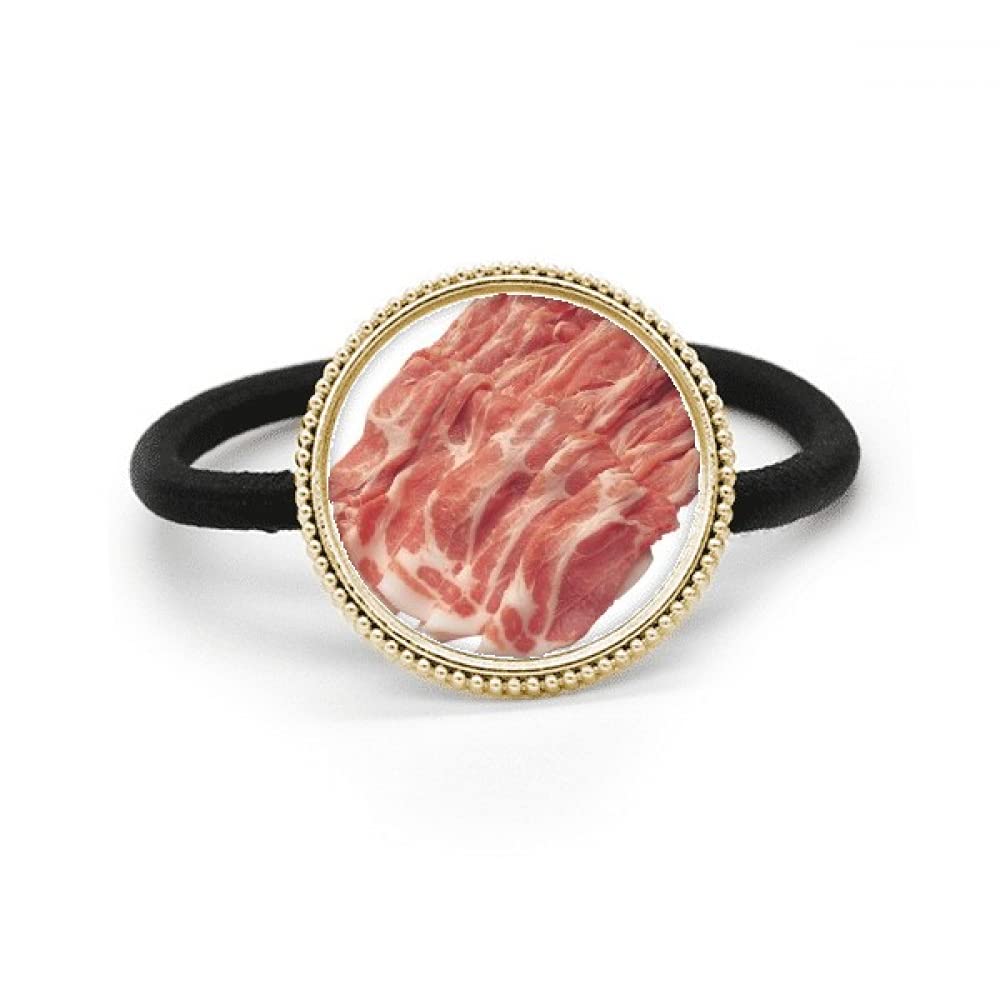 Premium Steak Roll Raw Meat Food Texture Silver Metal Hair Ties & Rubber Bands - Stylish Hair Accessories for Women, Girls, Cosplay, and Costume Parties
