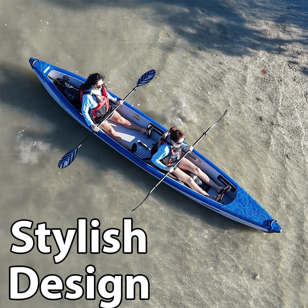 Sea Eagle RazorLite Inflatable Kayak - Lightweight Drop Stitch High-Speed Touring Kayak for Solo or Tandem Use - Includes Tall Back Seats, Paddles, Backpack, Skeg & Pump - Perfect for Lakes, Rivers & Coastal Adventures