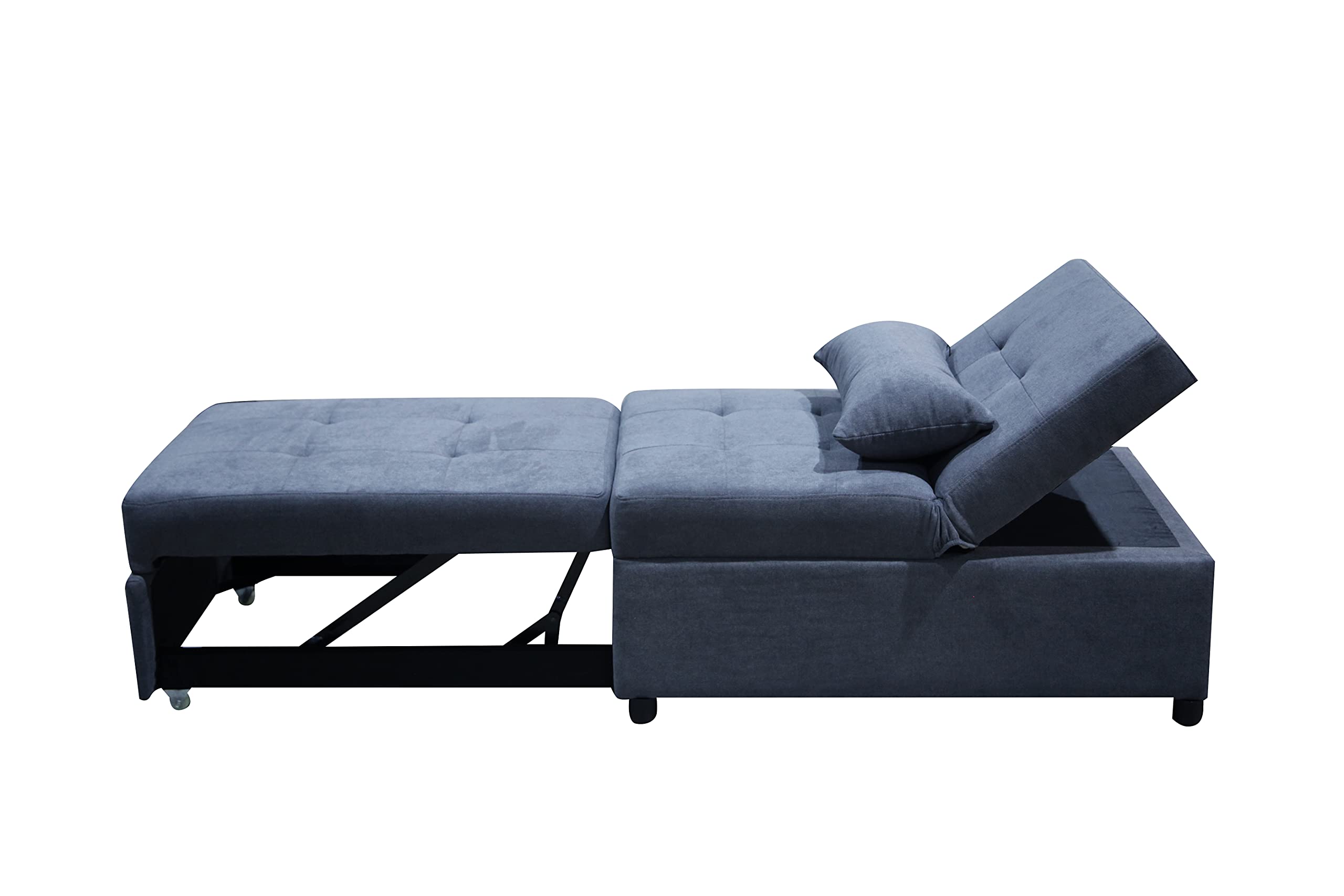 Tmosi 3-in-1 Convertible Chair Bed Sleeper - Adjustable Recliner Lounger with Velvet Upholstery for Small Spaces (Dark Gray) - Perfect for Guest Rooms, Apartments & Dorm Rooms