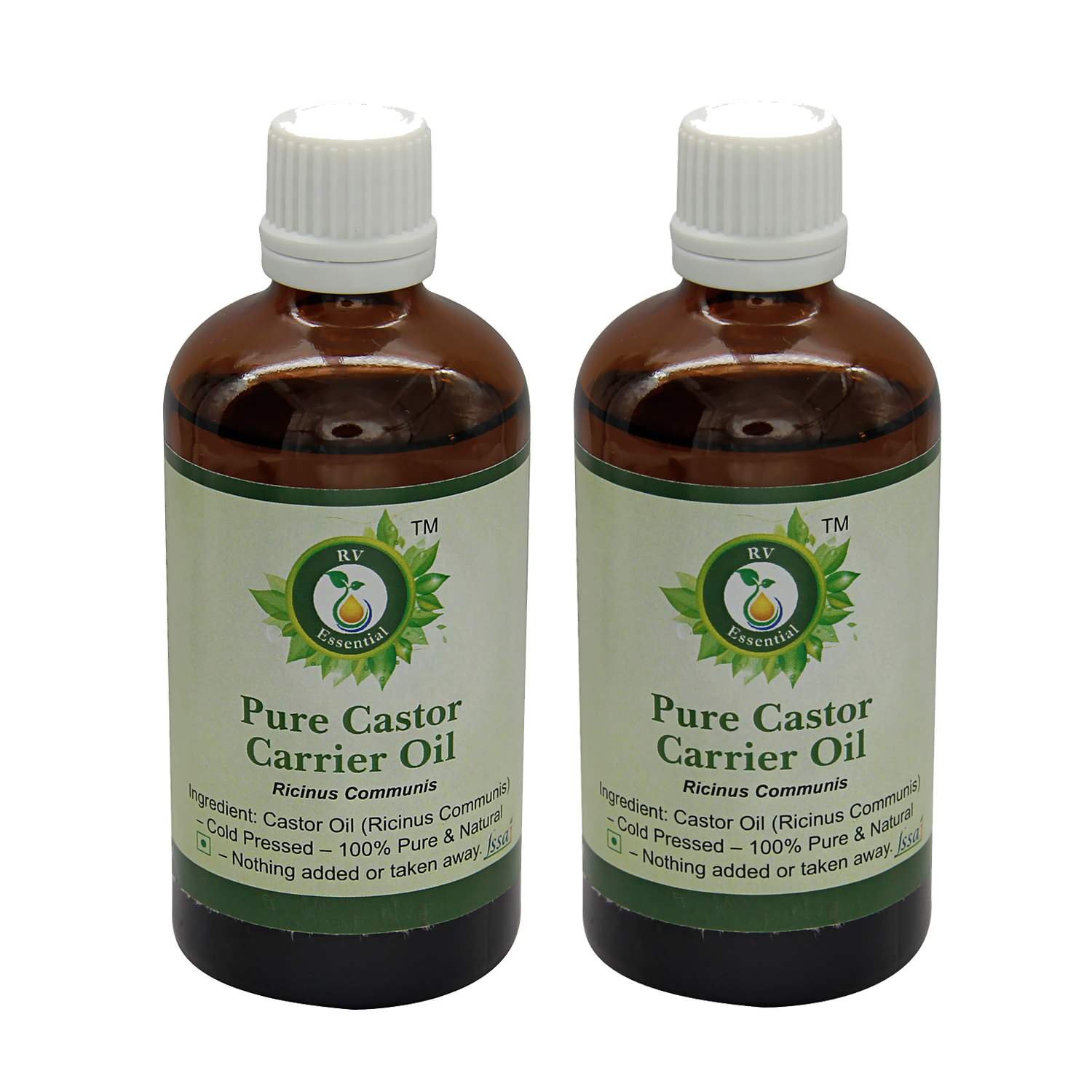 Pure Castor Oil (Ricinus Communis) 100ml - 2 Pack | Cold Pressed Carrier Oil for Hair Growth, Skin Care & Eyelash Treatment | Natural Moisturizer for Face, Scalp & Body