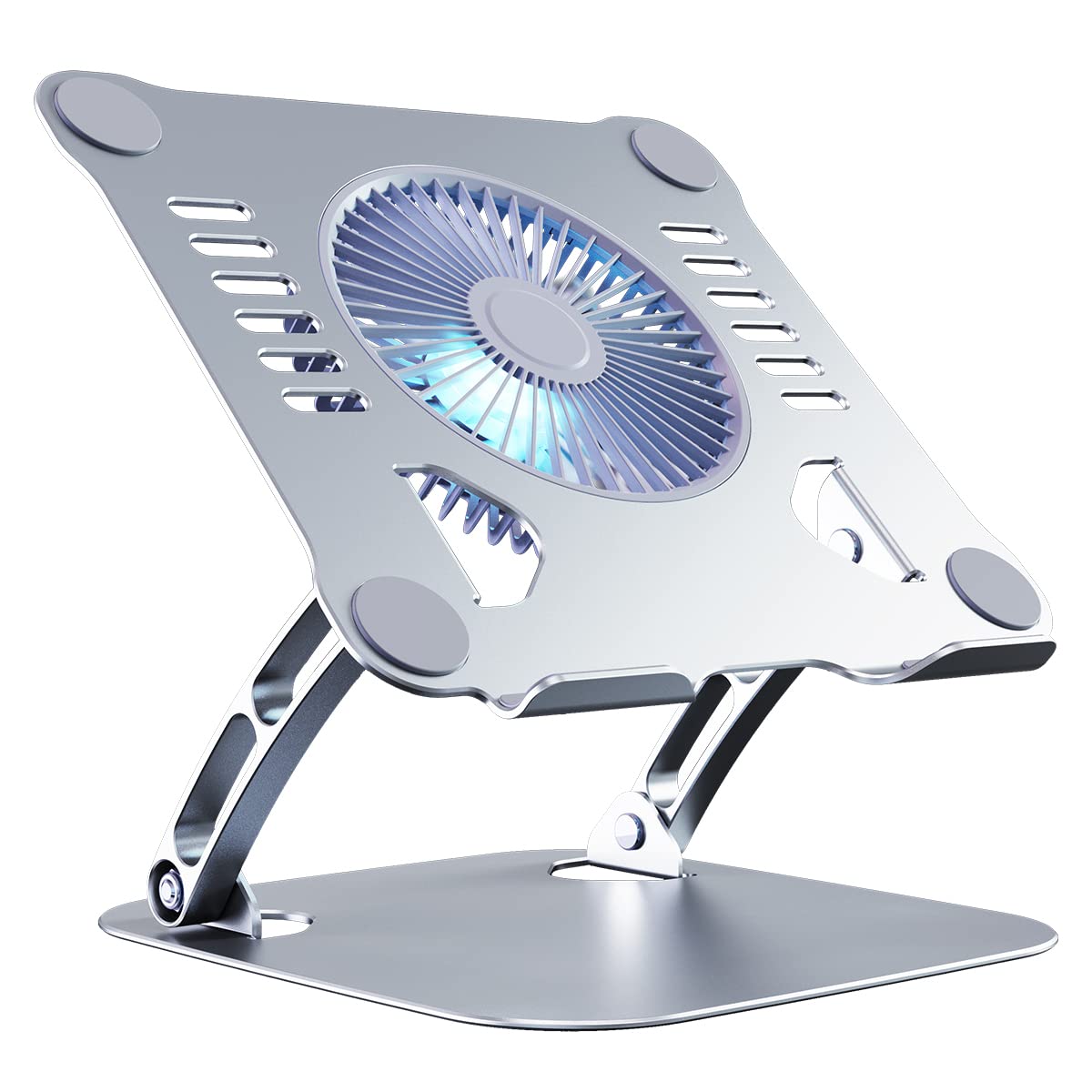 3-Speed Laptop Cooling Stand with Adjustable Height - Ergonomic Aluminum Cooling Pad for 10-15 Inch Notebooks (Silver) | Perfect for Office, Gaming & Home Workspaces