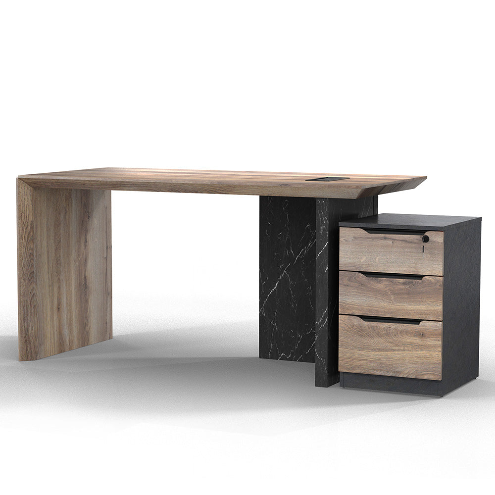 LOGAN 150cm Executive Desk - Reversible Design in Warm Oak & Black - Perfect for Home Office, Study & Workspace
