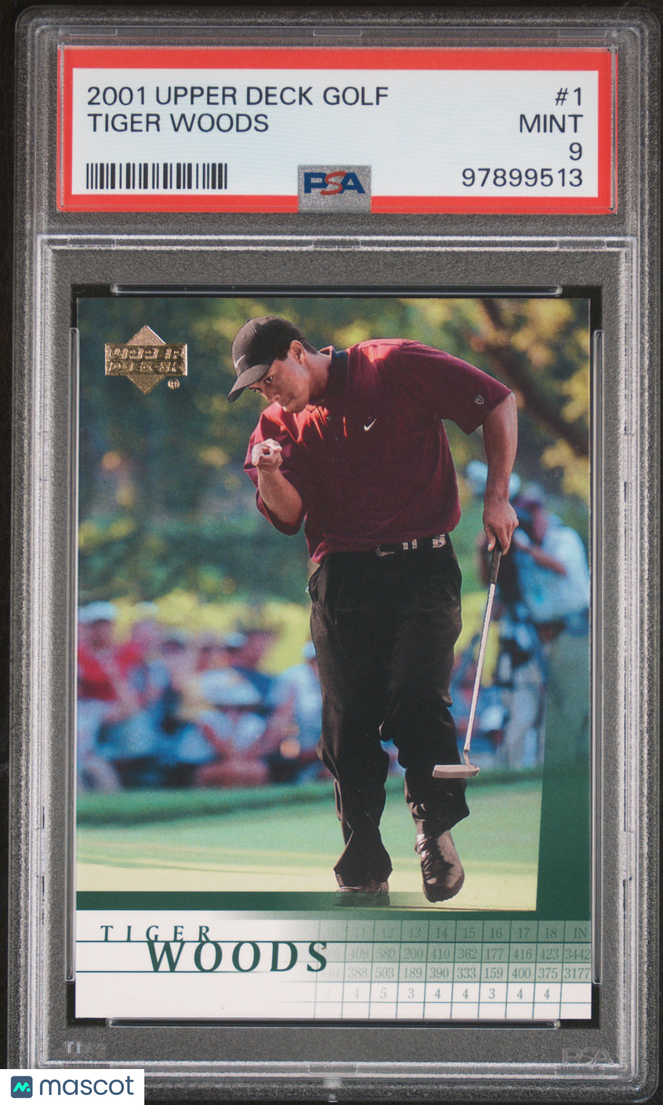 2001 Upper Deck Golf Tiger Woods #1 PSA 9 Graded Card - Rare Collectible for Sports Memorabilia & Golf Fans - Perfect for Display, Investment & Gifting