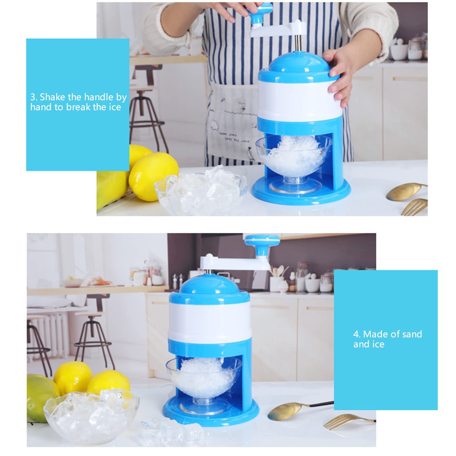 Portable Manual Ice Shaver Machine - Hand Crank Mini Ice Crusher for Smoothies, Cocktails & Desserts - Perfect for Home, Parties & Outdoor Use - Kids & Adults Friendly Household Ice Shaving Tool