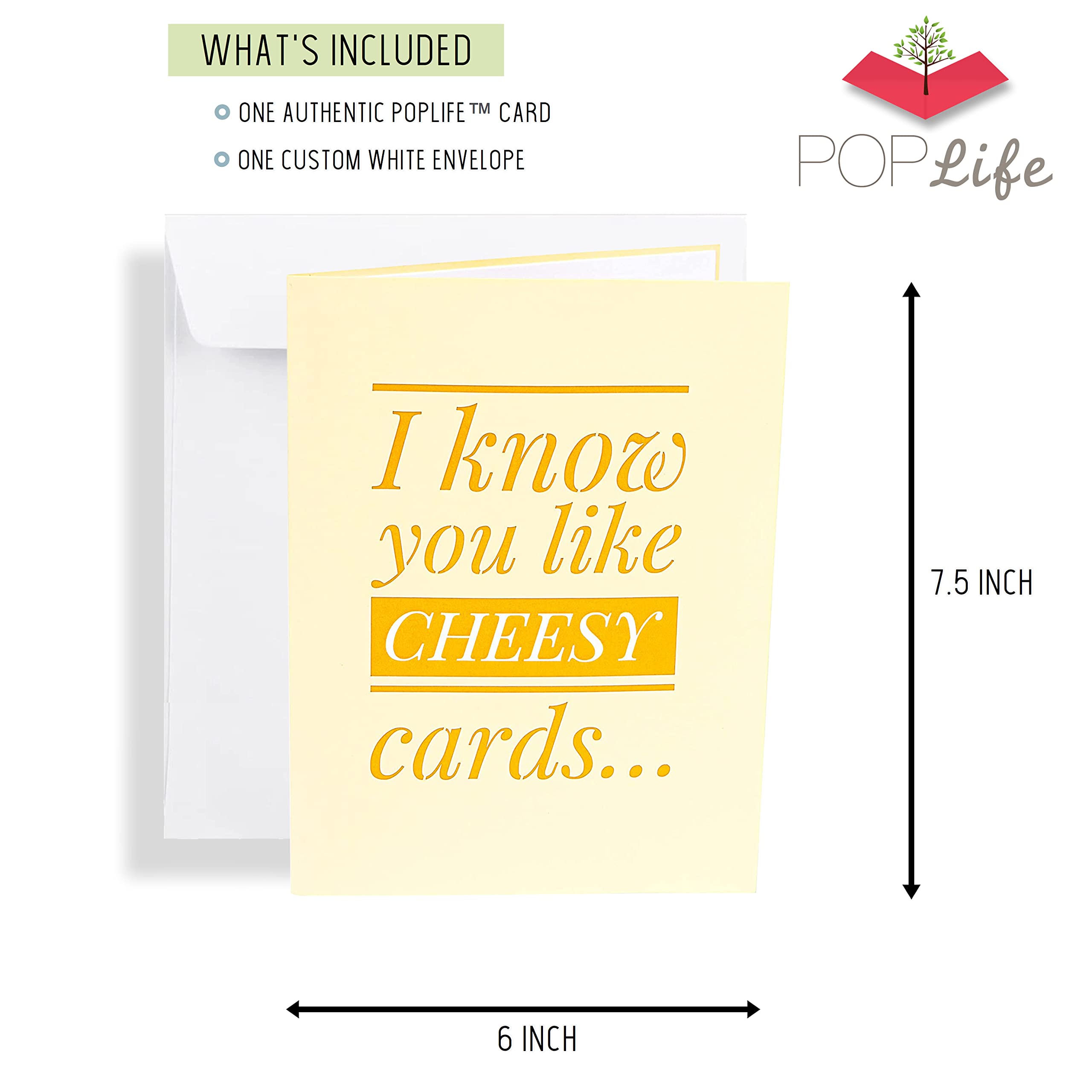 PopLife Cheesy 3D Pop Up Greeting Card - Funny Valentine's Day, Sarcastic Birthday, Congratulations, Mother's Day & Get Well Soon Card - Perfect Joke Gift for Dad, Friend, Son, Brother - Great for Office Pranks, Surprise Gifts & Special Occasions