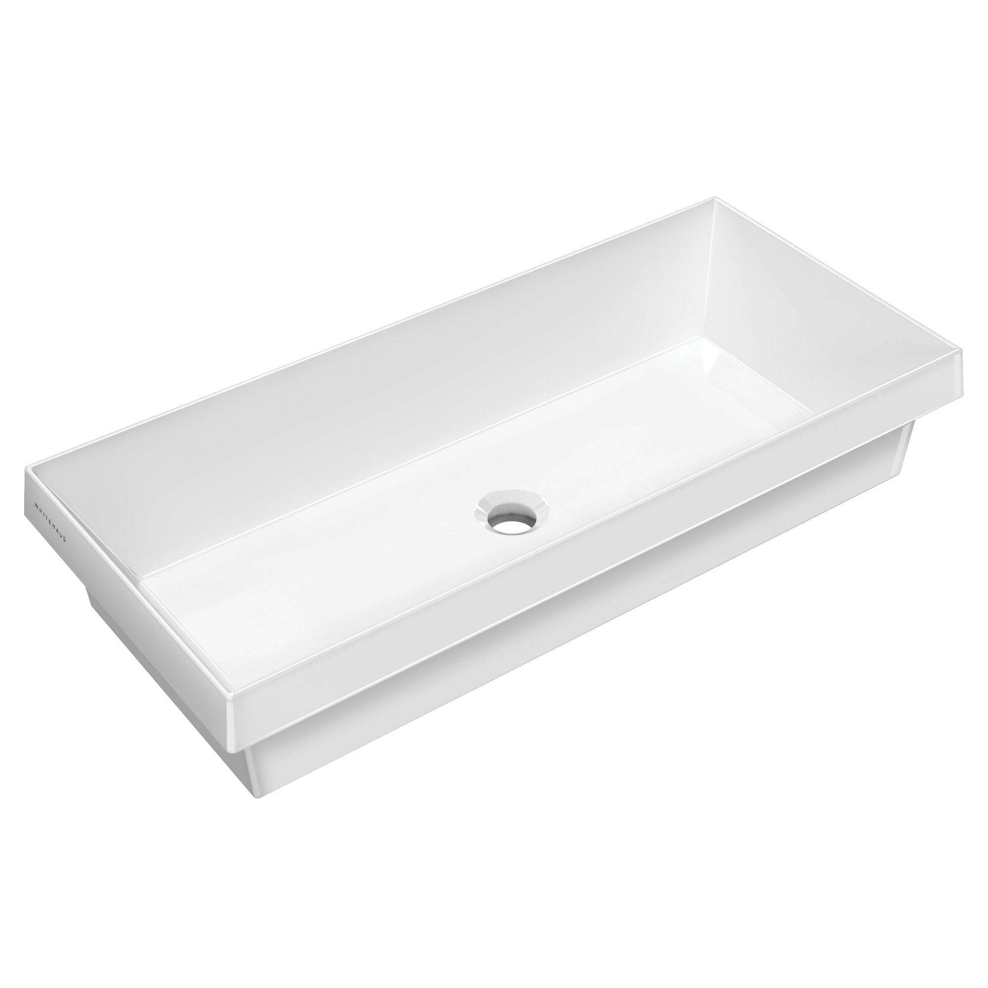Modern Rectangular Semi-Recessed Bathroom Sink with Center Drain - Perfect for Small Bathrooms, Powder Rooms & Vanities