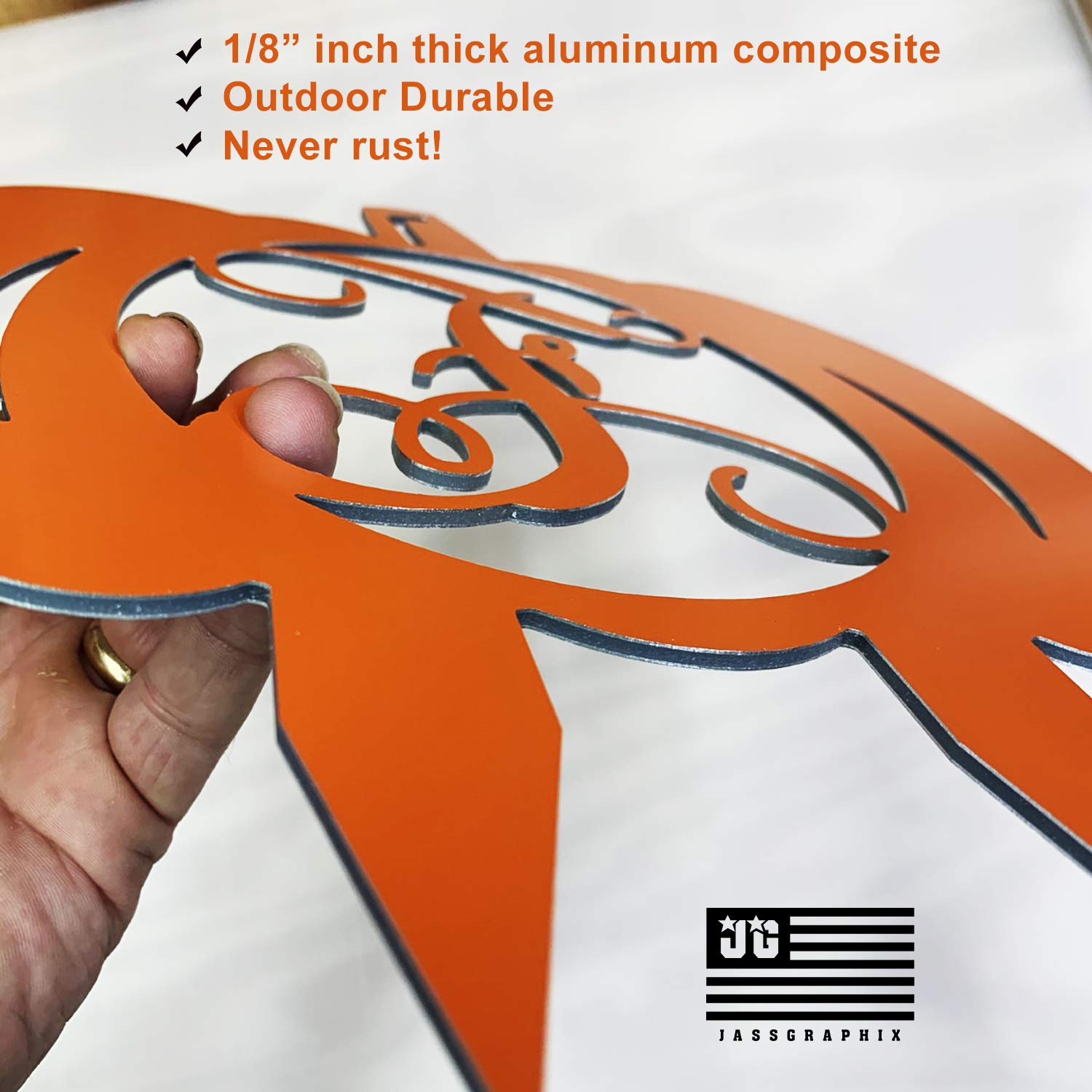 Initial D Monogrammed Aluminum Pumpkin Sign - Personalized Halloween Lawn Decor for Outdoor Yard & Garden - Perfect for Fall, Thanksgiving & Home Decoration
