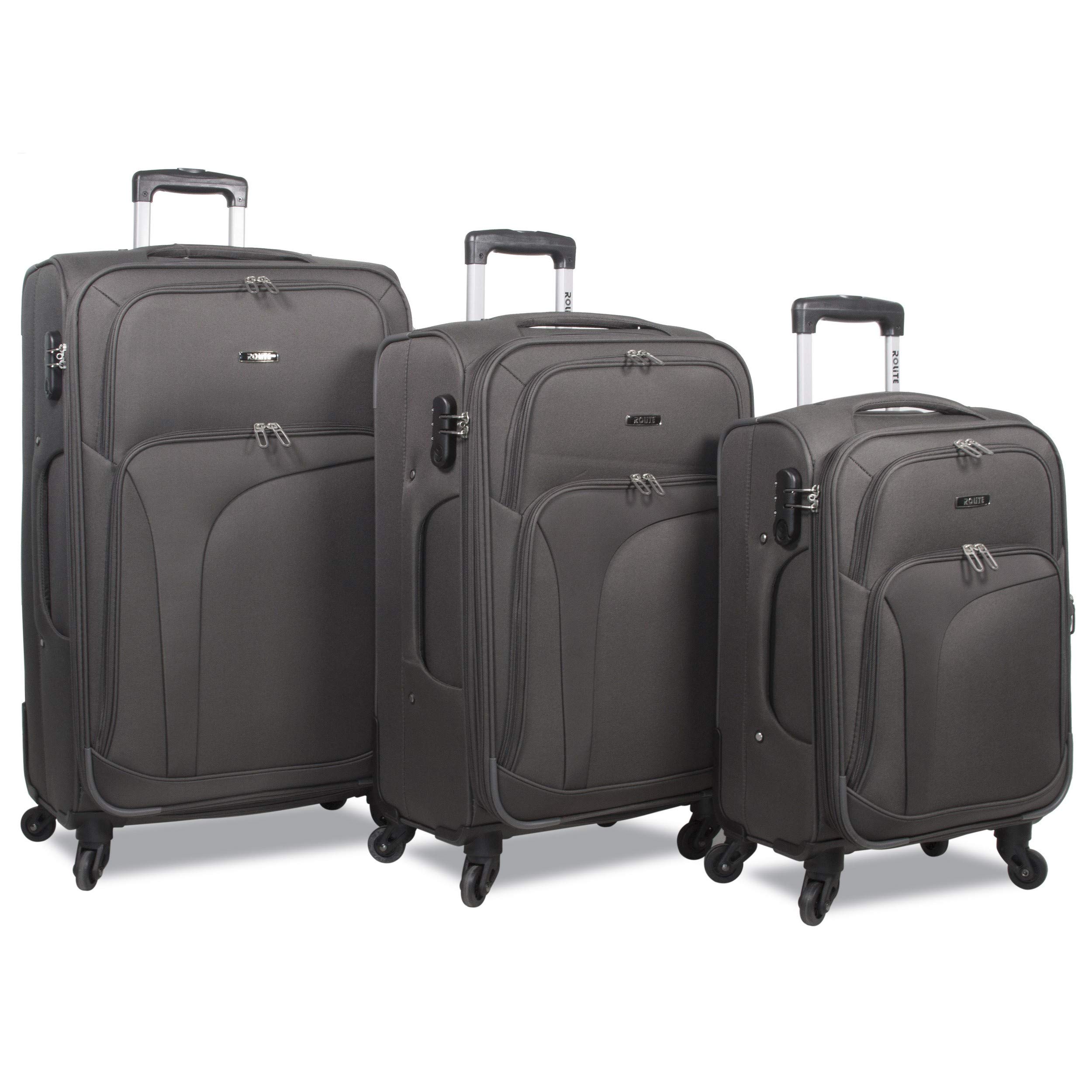 Rolite Rover 3-Piece Expandable Spinner Luggage Set - Lightweight Durable Suitcases with 360° Wheels for Travel, Business & Vacation (Grey)