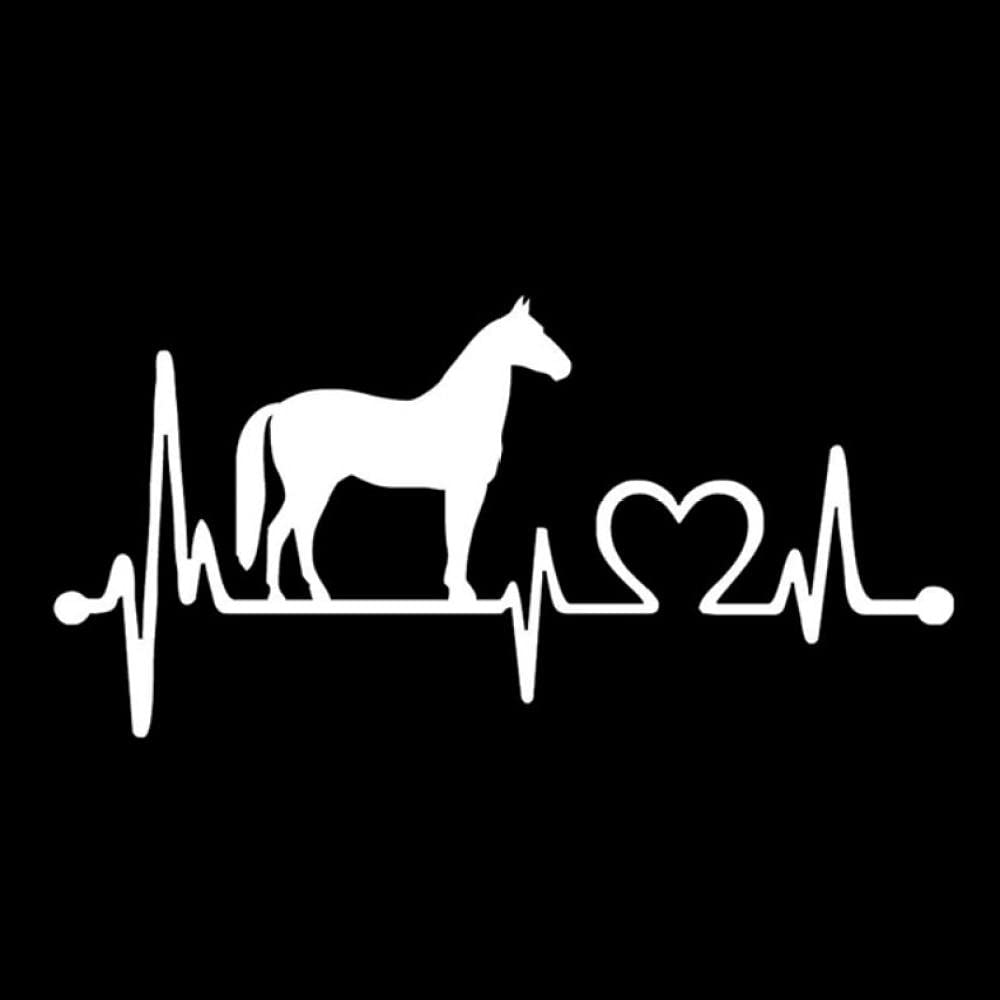 2 Pcs Fashion Horse Heartbeat Car Sticker Decals - 20.5x9.9CM Animal Wall Decorative Stickers for Car, Laptop, and Home Decor
