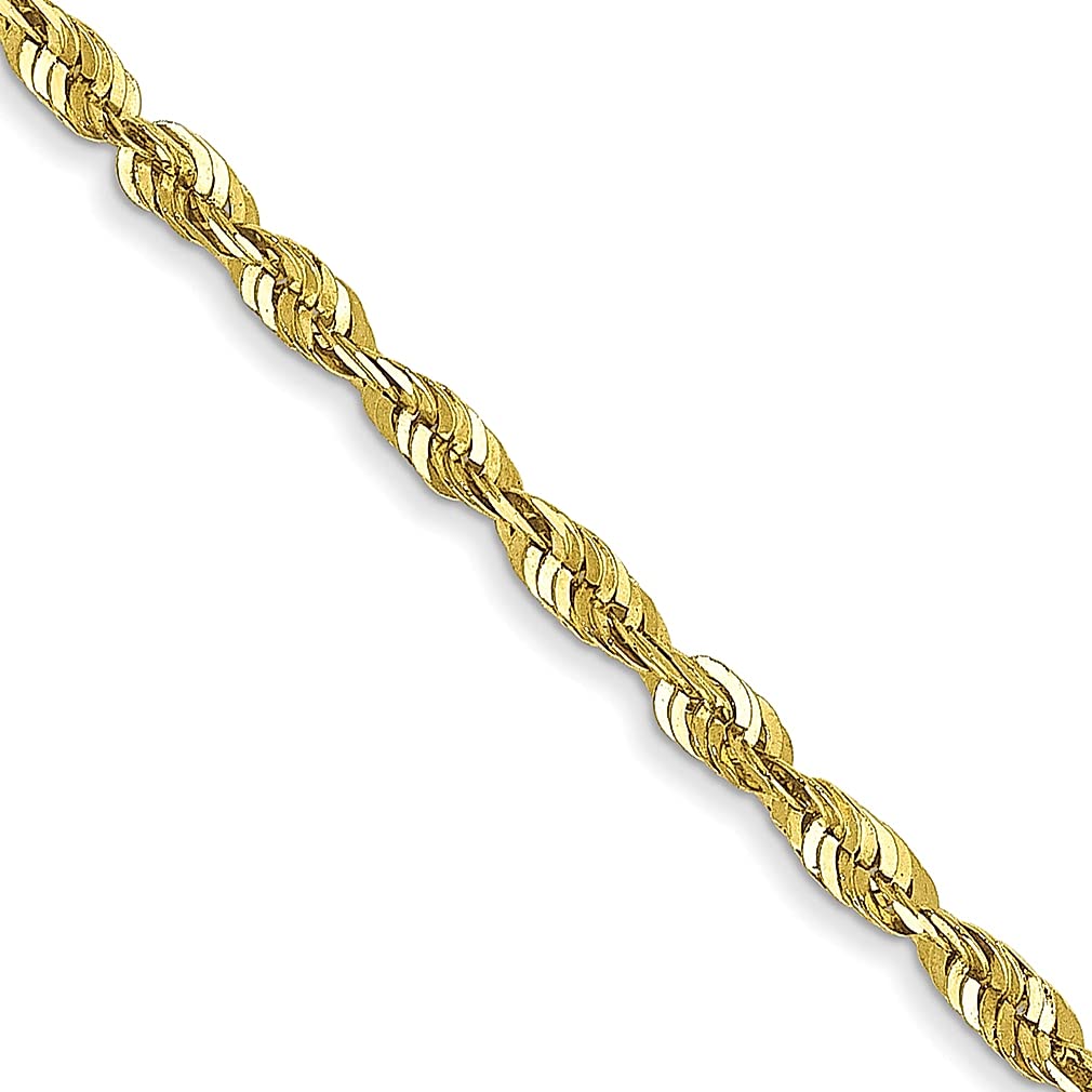 10K Yellow Gold 1.8mm Rope Chain Necklace - 16 Inch Dainty Pendant Chain for Women - Elegant Fine Jewelry Gift for Her - Perfect for Everyday Wear, Special Occasions & Gifts