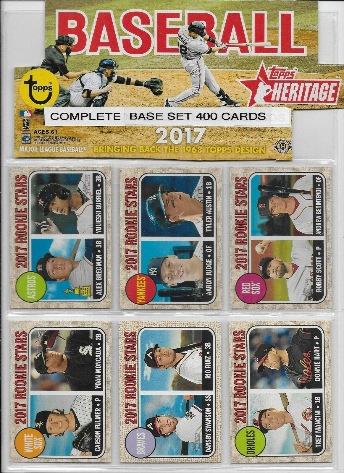 2017 Topps Heritage Baseball Complete Base Set - 400 Cards Including Aaron Judge Rookie - Perfect for Collectors, Investors & Sports Memorabilia Enthusiasts