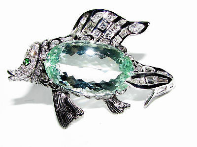 57.37CT GIA Certified Natural Green Beryl Fish Brooch Pendant - Elegant Jewelry for Women, Perfect for Weddings, Parties & Special Occasions