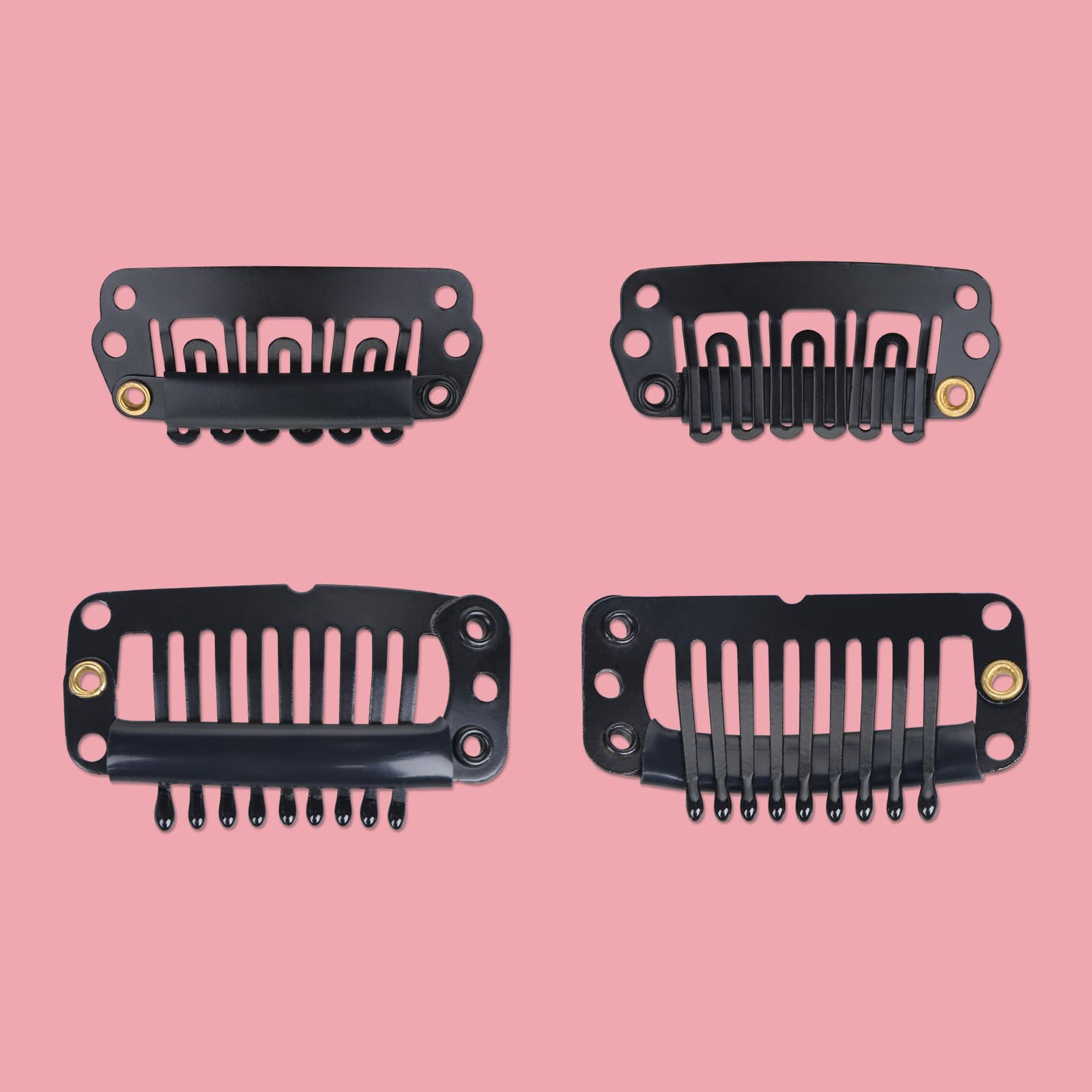 WENNALIFE 4 Pack Black Hair Extension Replacement Clips - Stainless Steel Wire Hair Extensions Clips - Strong & Durable for Seamless Blending - Perfect for Daily Styling, Parties & Special Occasions