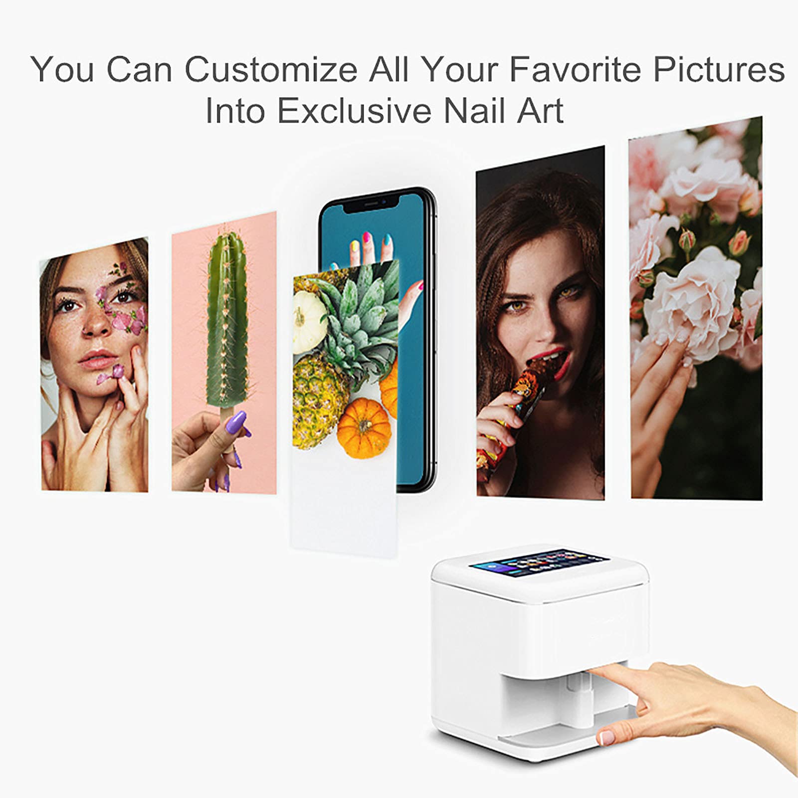 3D Automatic Nail Printer - Touch Screen Nail Art Machine with 6 Nail Polish Brushes & LED Dryer Lamp, 1500+ Designs for Home & Salon Manicure | Perfect for DIY Nails, Bridal Parties & Professional Nail Artists