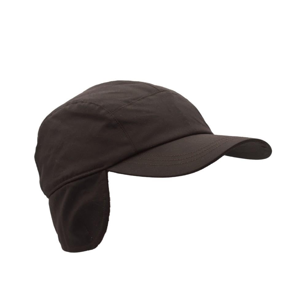 Walker & Hawkes Unisex Waxed Cotton Ellwood Baseball Cap with Ear Flaps - Warm Winter Hat for Men & Women, Outdoor Activities, Hiking, Hunting, and Cold Weather Protection