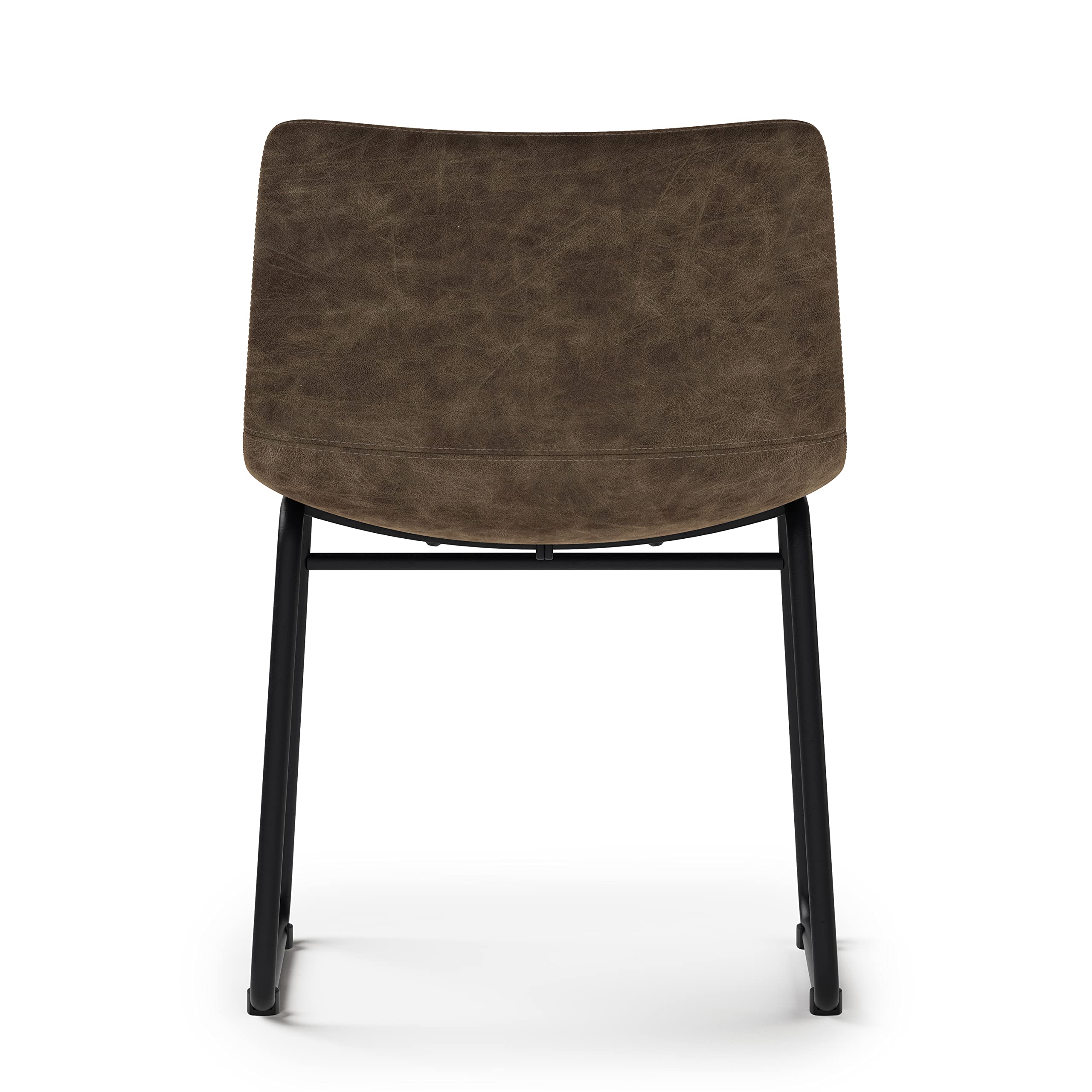 SIMPLIHOME Warner Mid Century Modern Dining Chairs (Set of 2) - Distressed Brown Vegan Faux Leather - Stylish & Comfortable for Dining Room, Kitchen, Breakfast Nook & Home Office