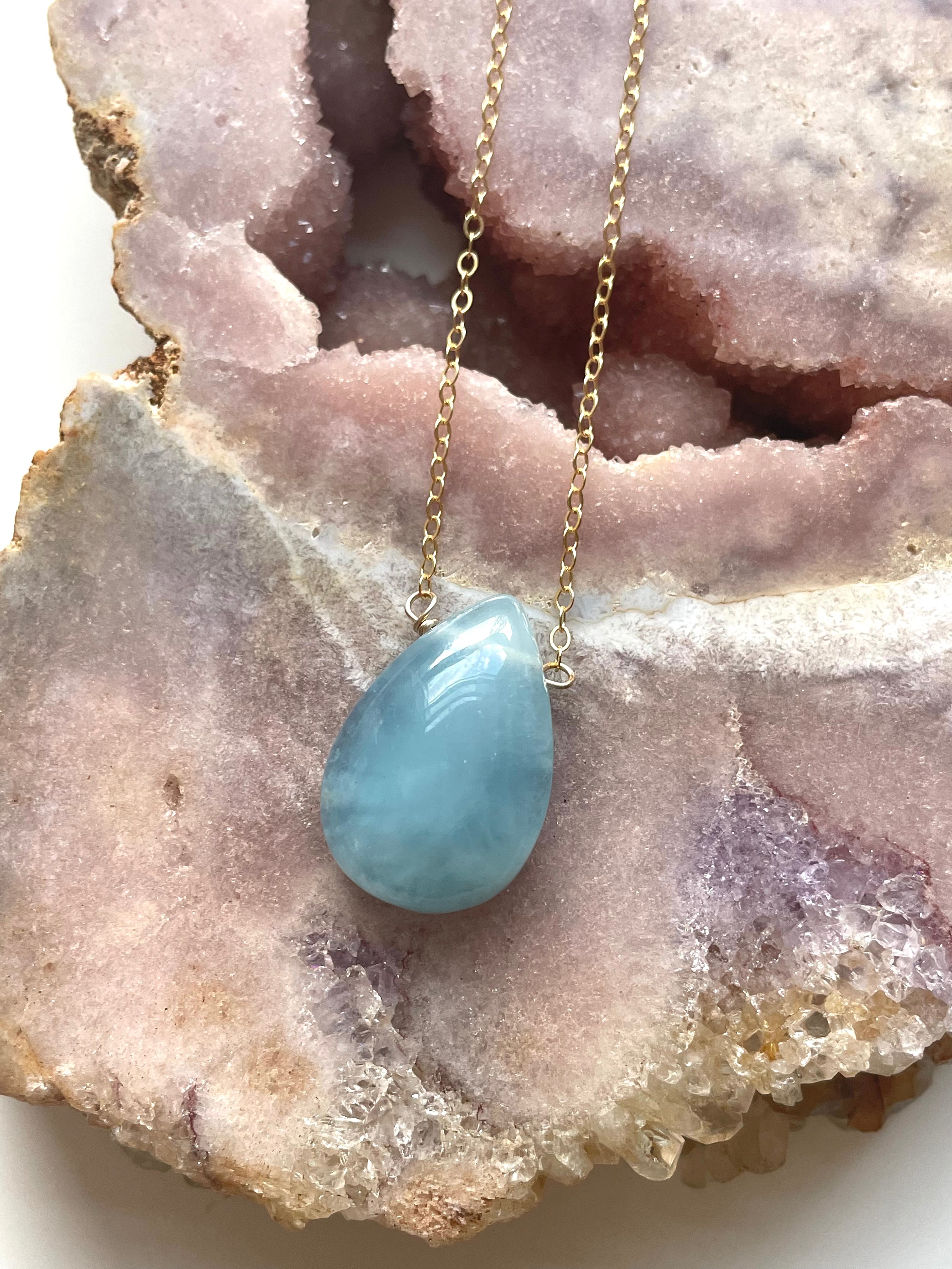 Blue Aquamarine Necklace in Gold Filled - Elegant Jewelry for Women, Perfect Gift for Birthday, Anniversary & Special Occasions