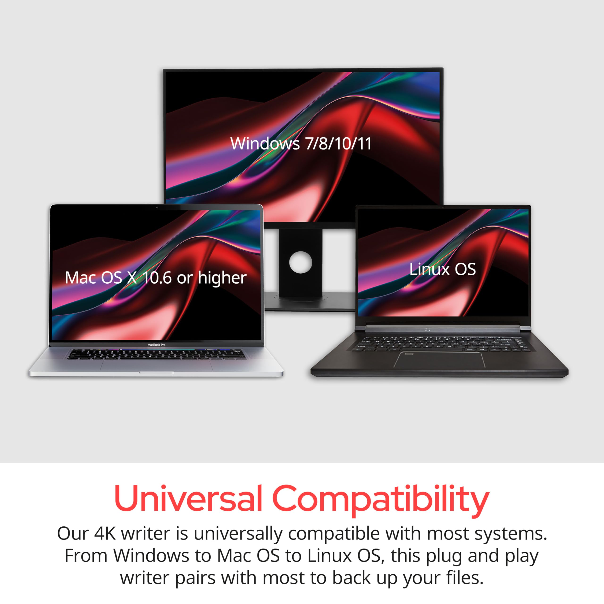 Verbatim Slimline External Blu-ray Writer & Reader - USB 3.2 Gen 1 with USB-C Connection - Ultra HD 4K Playback - Compact Design for Laptops & Desktop PCs - Perfect for Home Theater & Media Backup