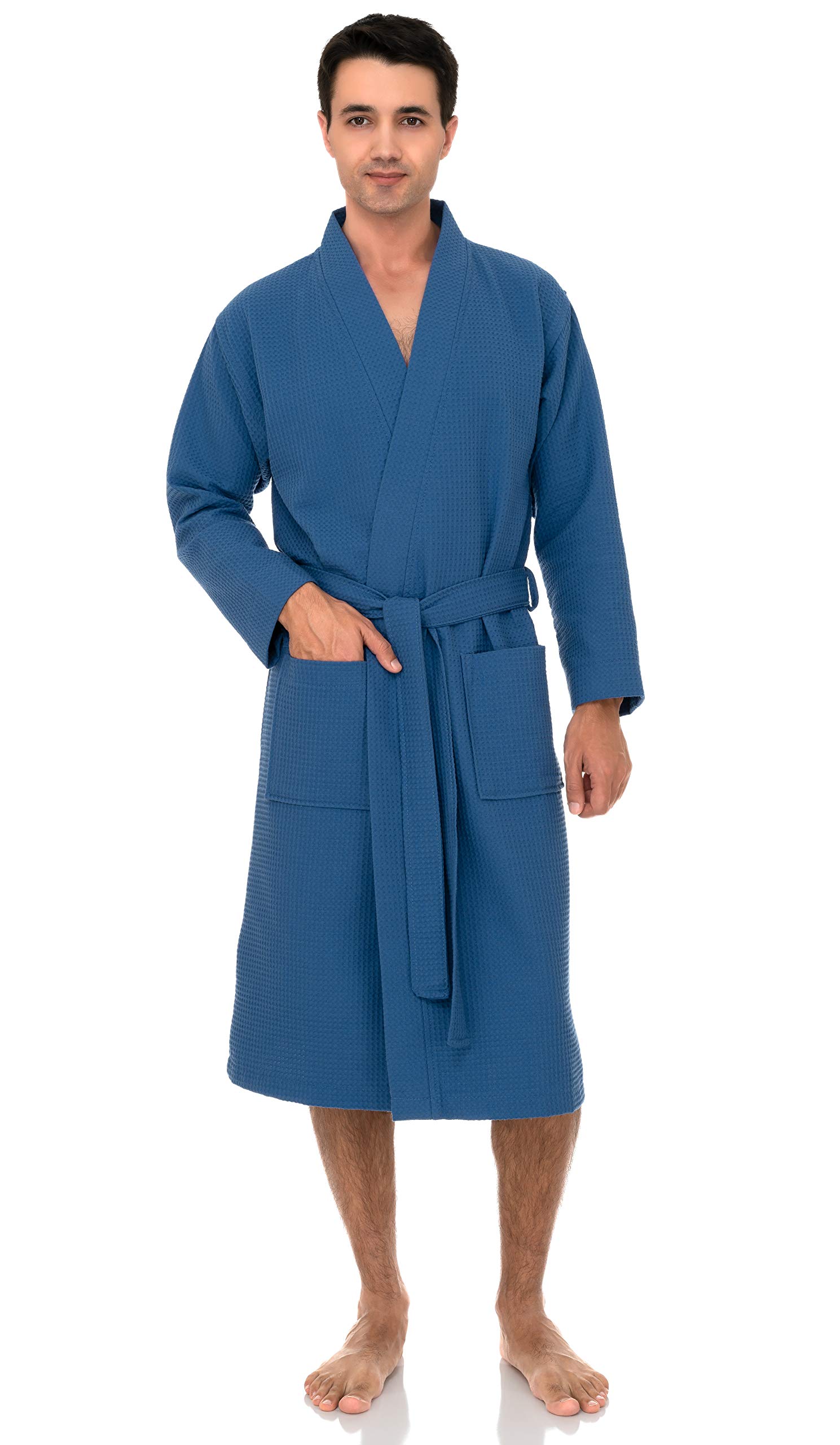 Premium Men's Kimono Waffle Bathrobe - Soft & Absorbent Spa Robe for Men - Lightweight Cotton Lounge Robe - Perfect for Home Relaxation, Spa Days & Hotel Luxury