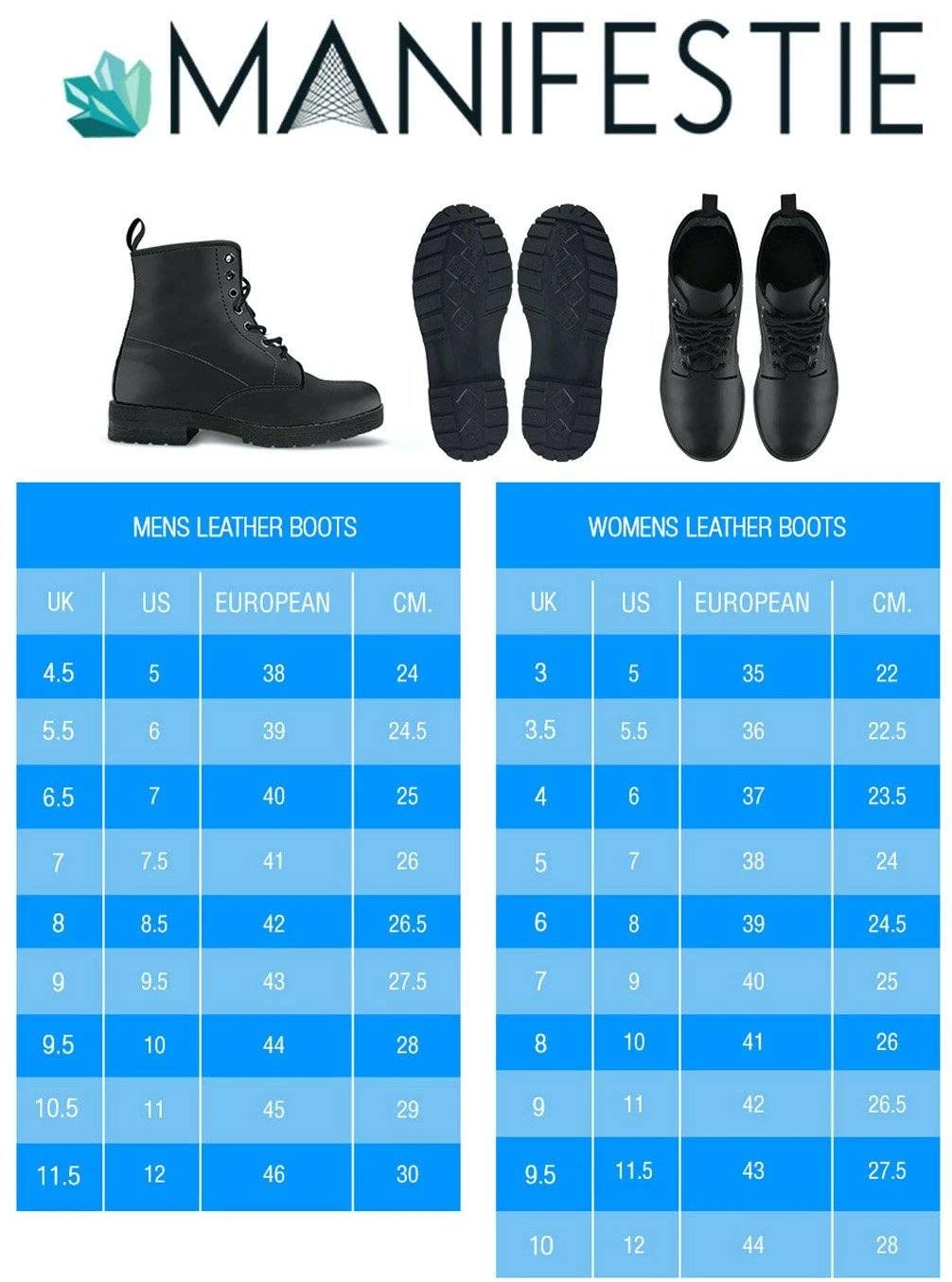 Sacred Geometry Sun & Moon Memory Foam Boots for Women - All Season Vegan Leather Combat Boots - US7 (EU38) - Perfect for Casual Wear, Festivals & Street Fashion