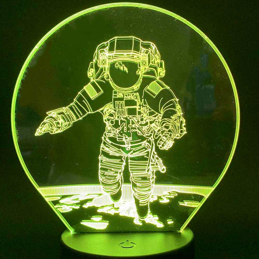 3D Astronaut Night Light LED Touch Lamp - 7 Color Changing Table Lamp with Optical Illusion for Kids Room, Bedroom & Office Decor - Perfect Gift for Christmas, Birthday & Home Decoration