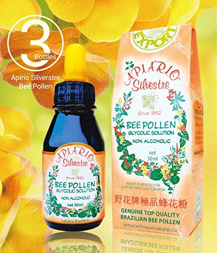 3 Bottles of Apiario Silvestre Brazilian Bee Pollen Liquid Glycolic Extract - Alcohol-Free, Wax-Free, Natural Energy Supplement for Immune Support & Vitality - Perfect for Daily Wellness & Fitness Enthusiasts