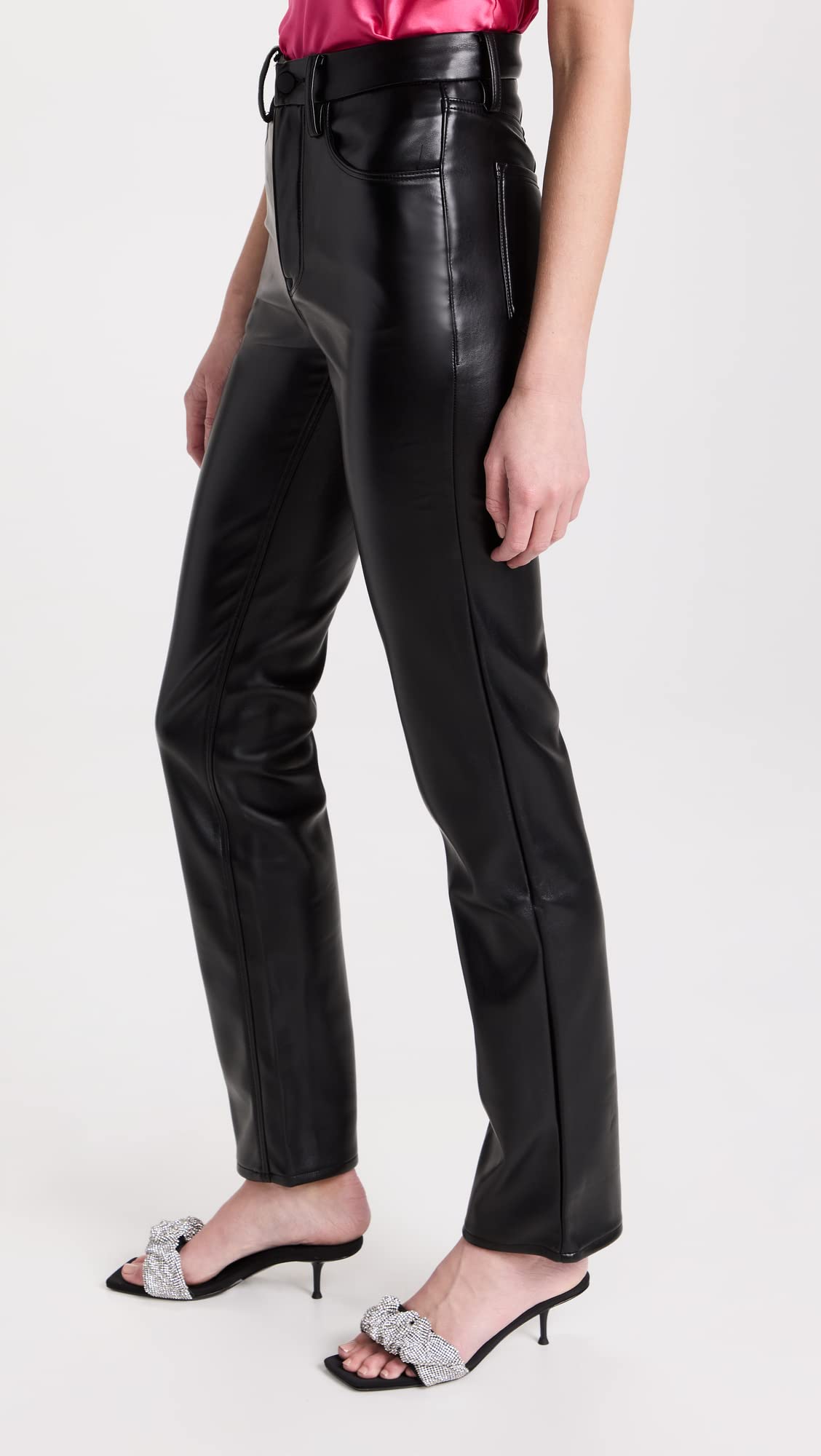 Good American Women's High Waist Leather Good Icon Jeans - Stylish & Comfortable Skinny Denim Pants for Casual Wear, Night Out & Office Outfits